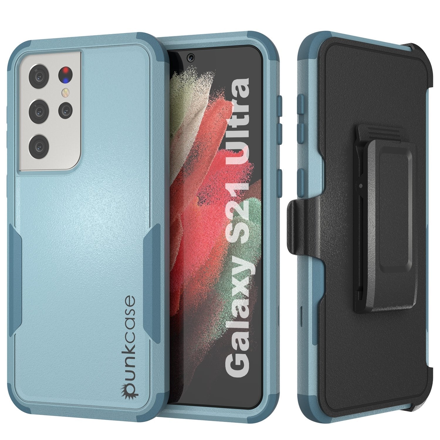 Punkcase for Galaxy S21 Ultra 5G Belt Clip Multilayer Holster Case [Patron Series] [Black]