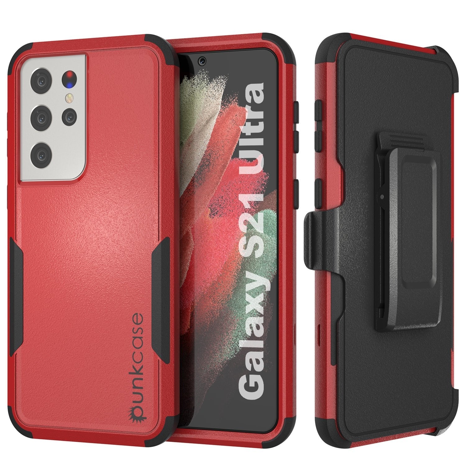 Punkcase for Galaxy S21 Ultra 5G Belt Clip Multilayer Holster Case [Patron Series] [Pink]