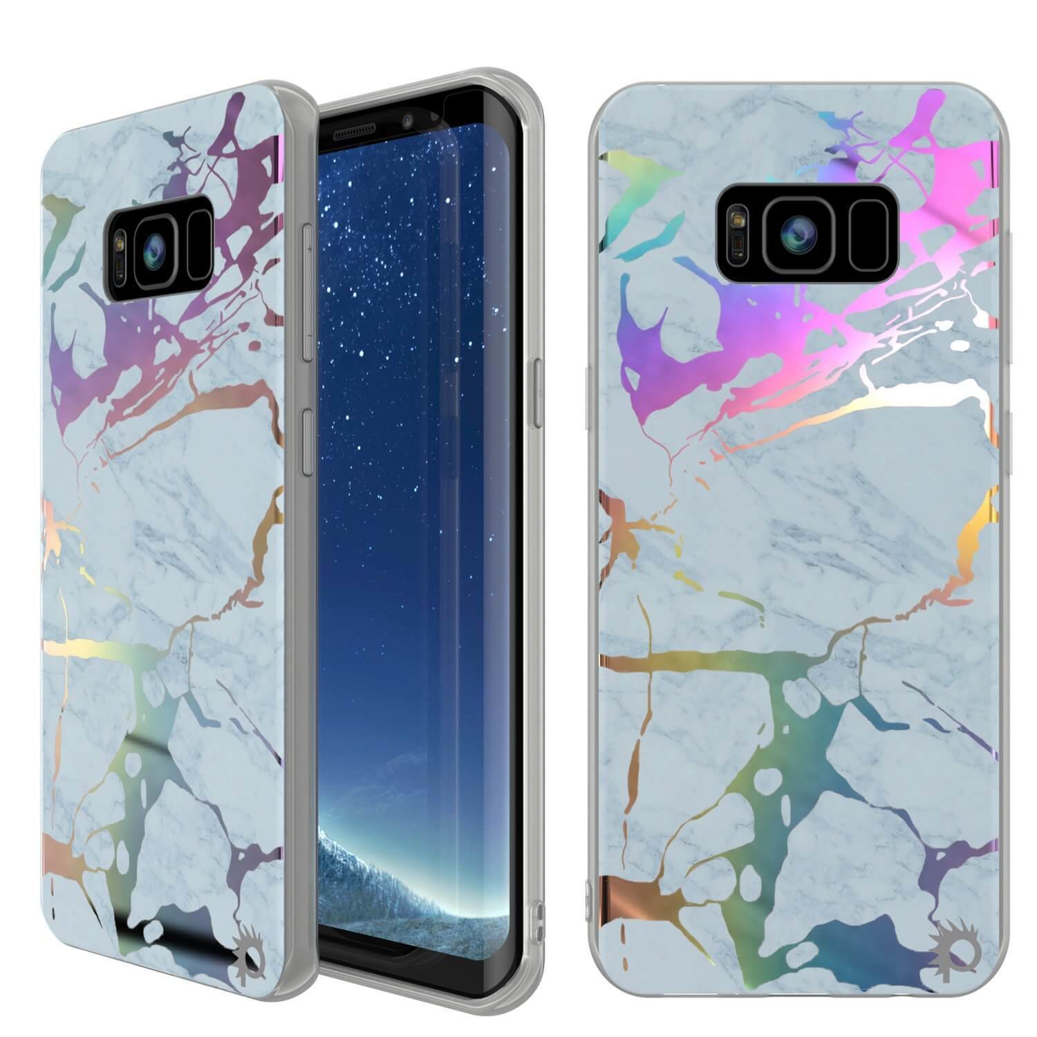 Punkcase Galaxy S8 Marble Case, Protective Full Body Cover W/PunkShield Screen Protector (Blanco Marmo)