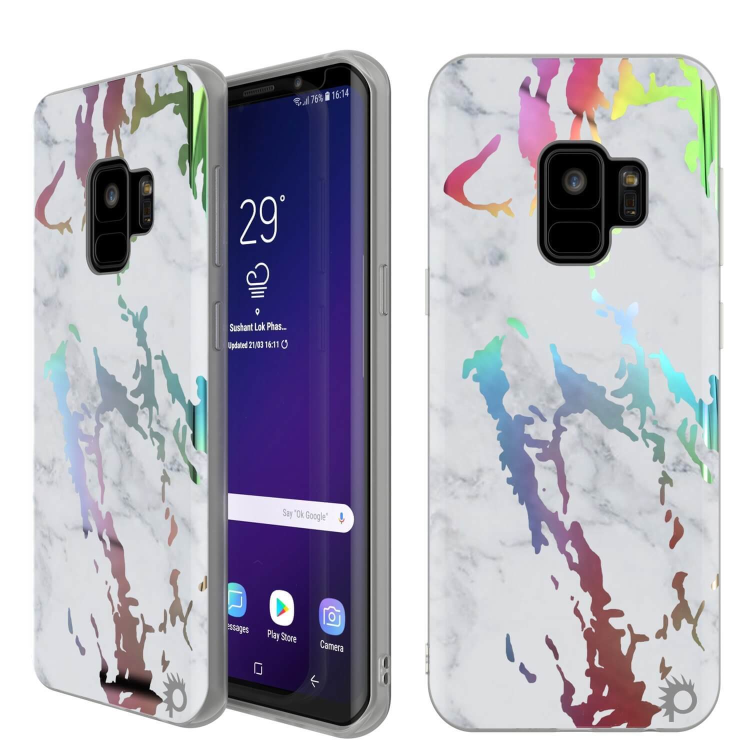 Punkcase Galaxy S9 Marble Case, Protective Full Body Cover W/PunkShield Screen Protector (Black Mirage)