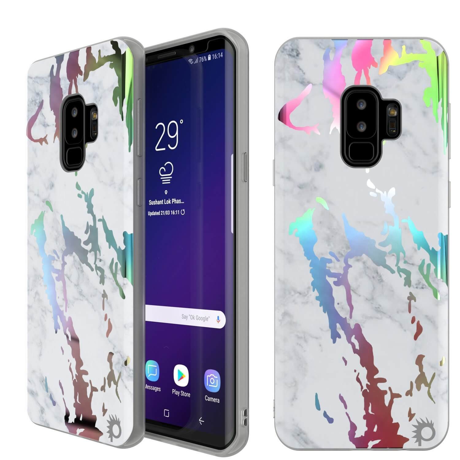 Punkcase Galaxy S9+ Marble Case, Protective Full Body Cover W/PunkShield Screen Protector (Black Mirage)