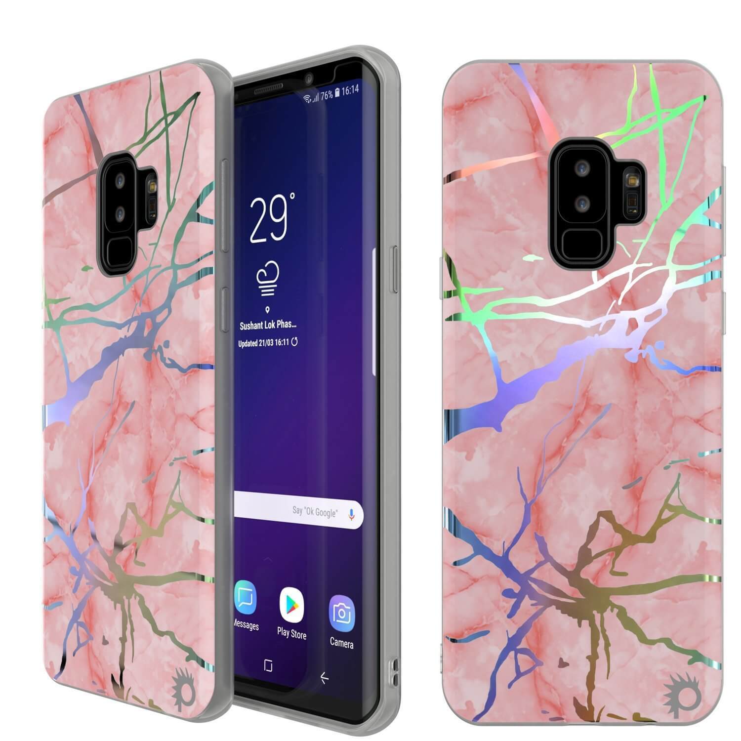 Punkcase Galaxy S9+ Marble Case, Protective Full Body Cover W/PunkShield Screen Protector (Blanco Marmo)
