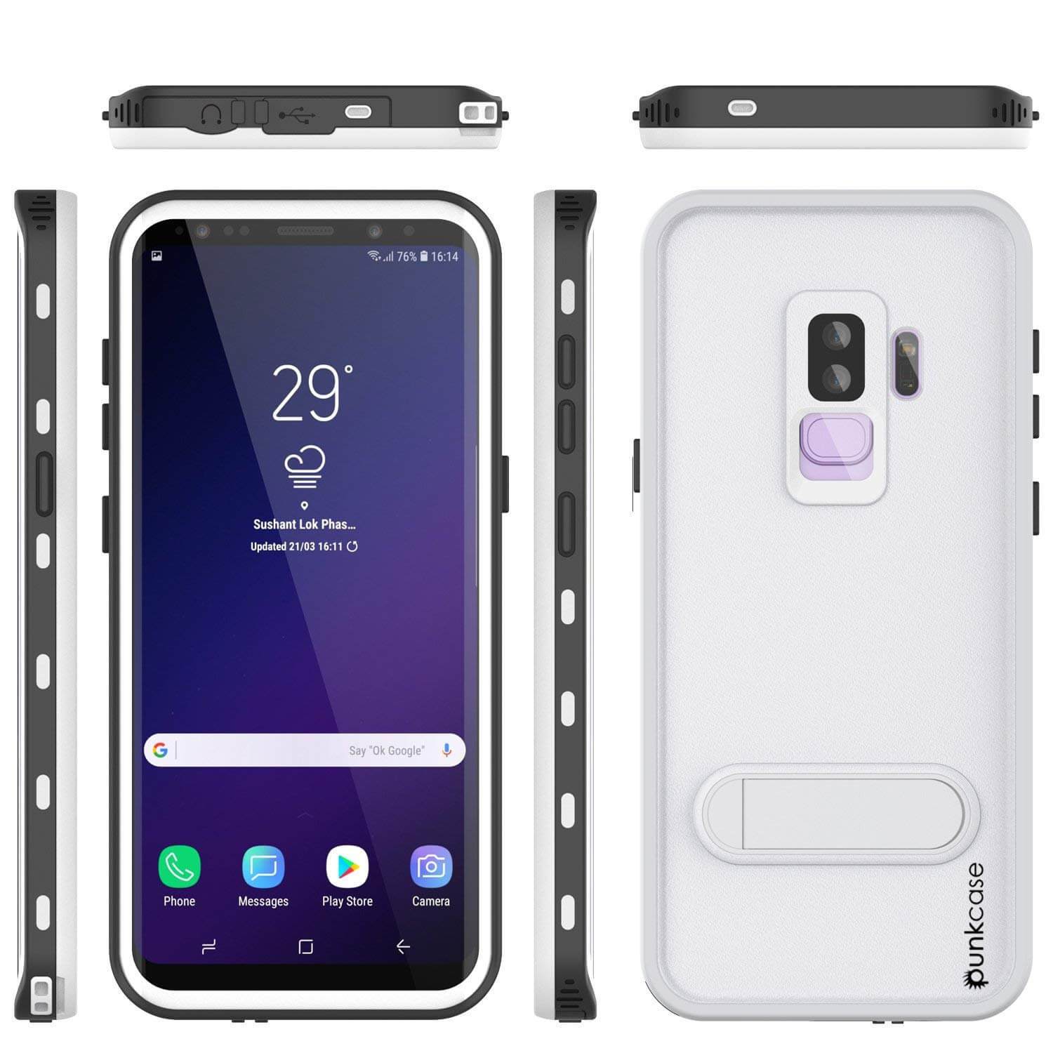 Galaxy S9 Plus Waterproof Case, Punkcase [KickStud Series] Armor Cover [BLACK]