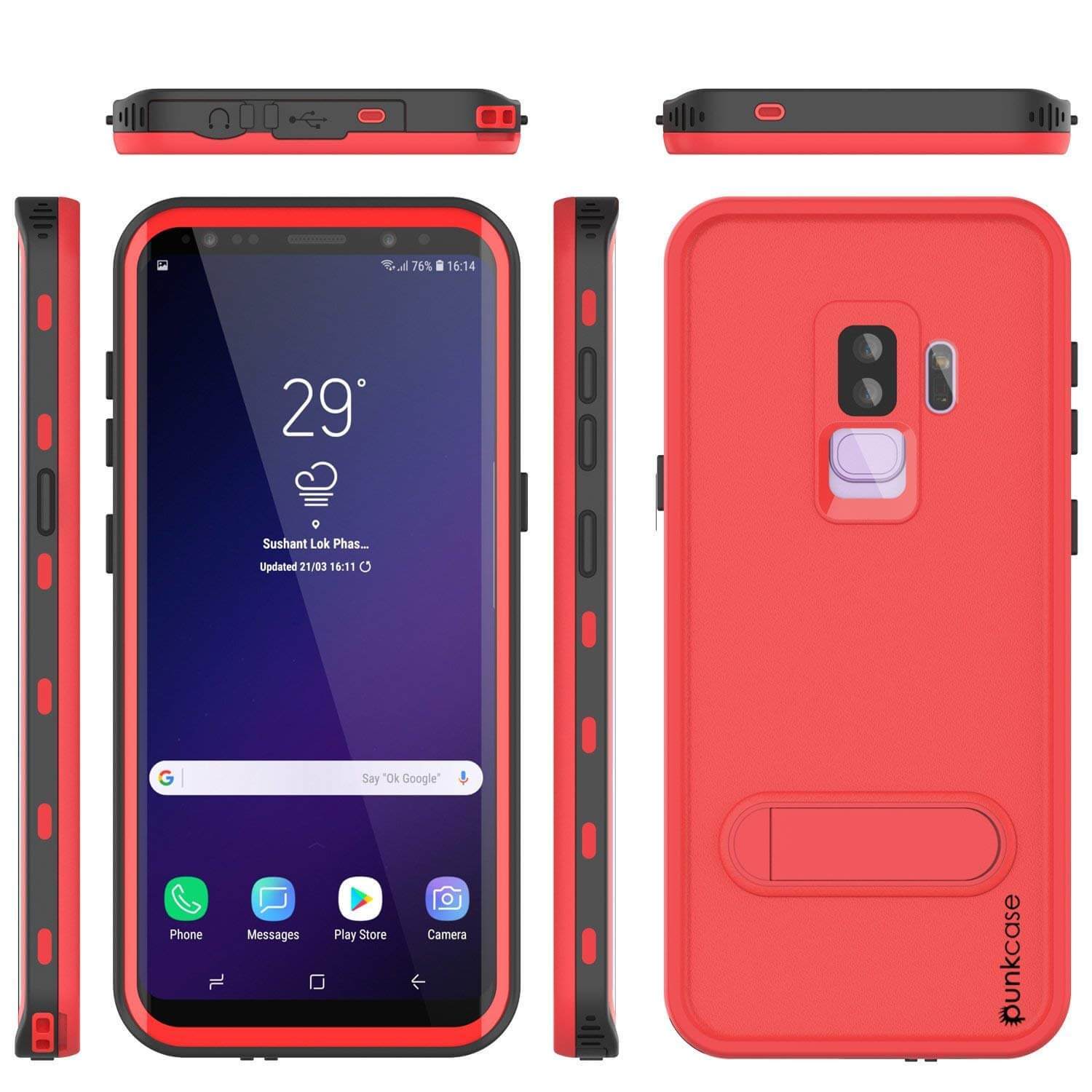 Galaxy S9 Plus Waterproof Case, Punkcase [KickStud Series] Armor Cover [BLACK]
