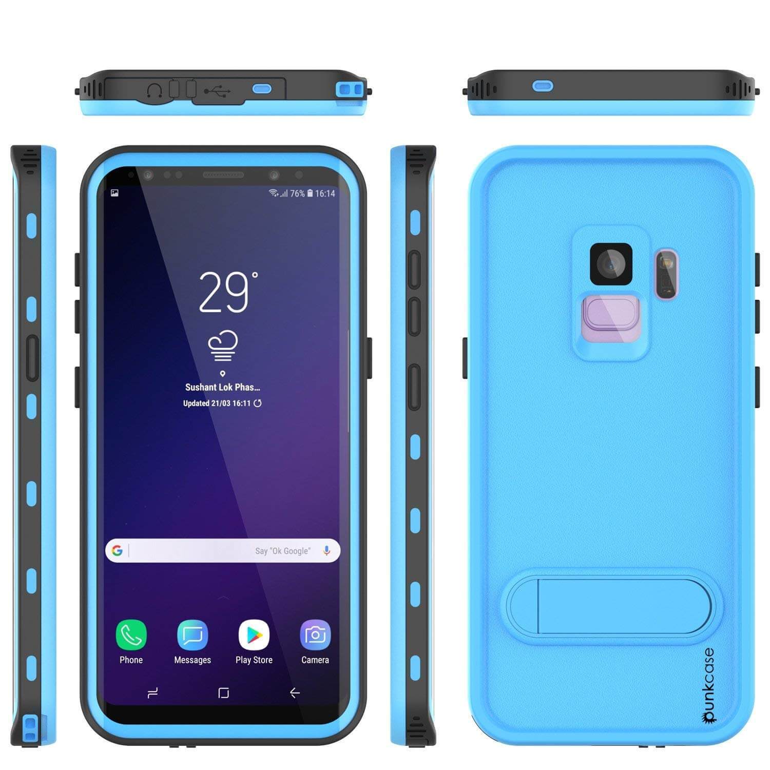 Galaxy S9 Waterproof Case, Punkcase [KickStud Series] Armor Cover [PINK]