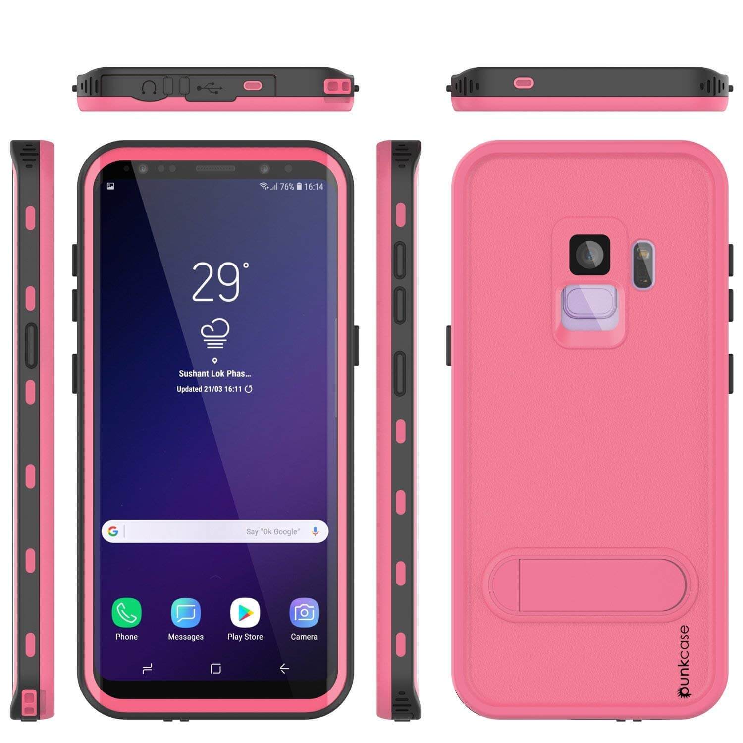 Galaxy S9 Waterproof Case, Punkcase [KickStud Series] Armor Cover [PURPLE]