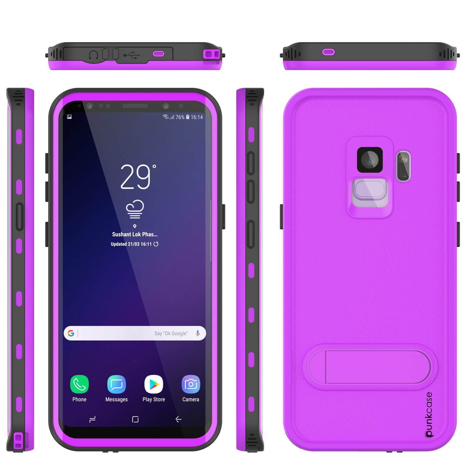 Galaxy S9 Waterproof Case, Punkcase [KickStud Series] Armor Cover [BLACK]