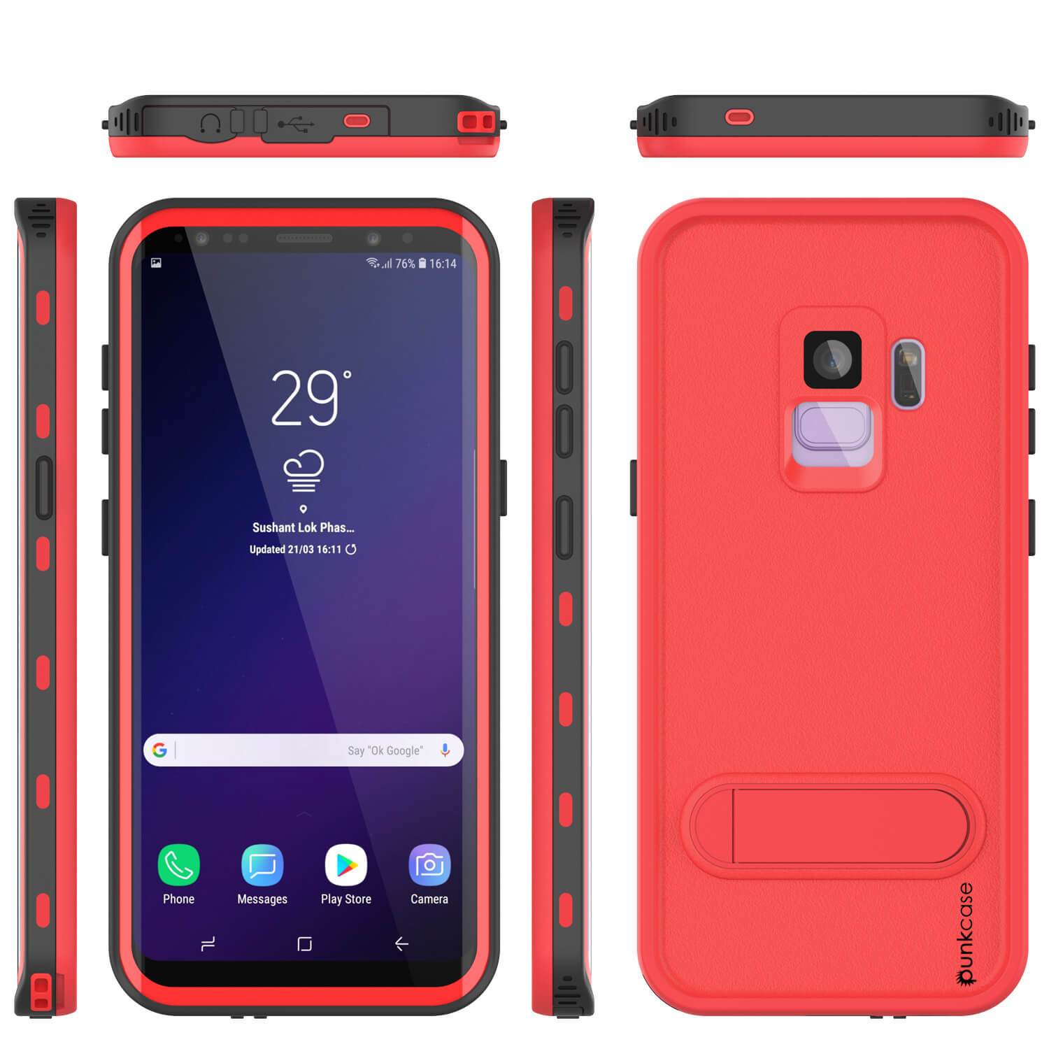 Galaxy S9 Waterproof Case, Punkcase [KickStud Series] Armor Cover [LIGHT BLUE]