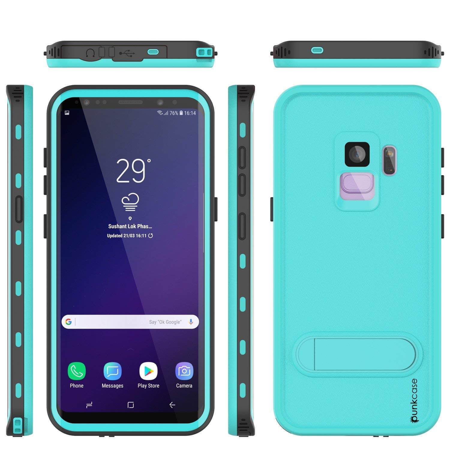 Galaxy S9 Waterproof Case, Punkcase [KickStud Series] Armor Cover [BLACK]