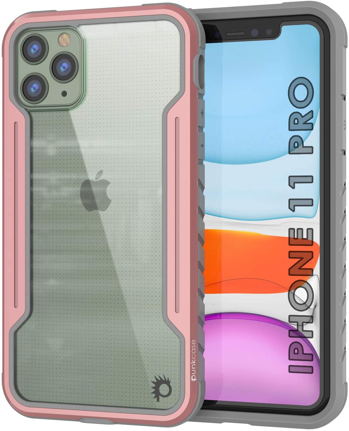 Punkcase iPhone 12 Pro ravenger Case Protective Military Grade Multilayer Cover [Grey-Black]