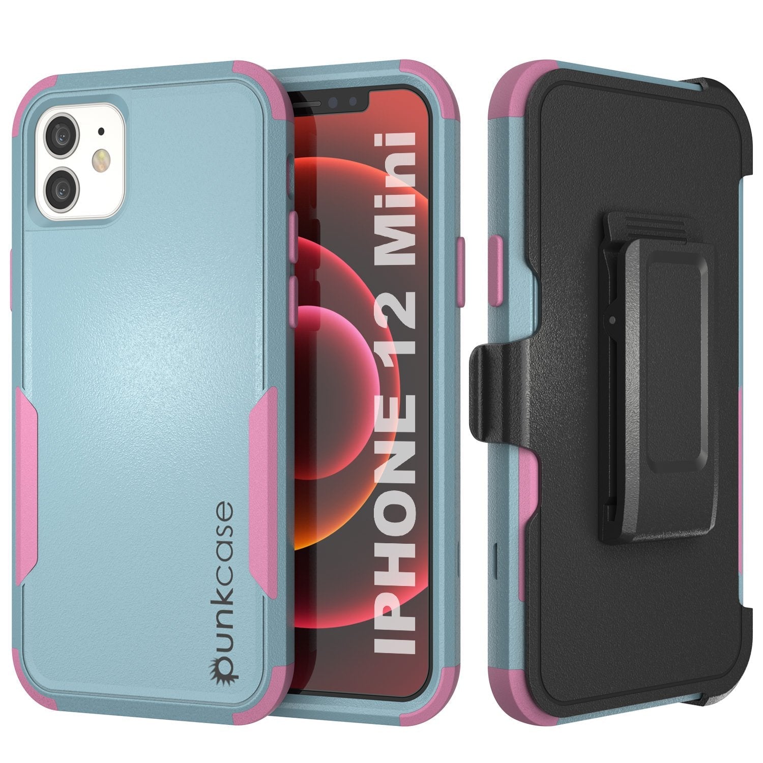 Punkcase for iPhone 12 Mini Belt Clip Multilayer Holster Case [Patron Series] [Pink]
