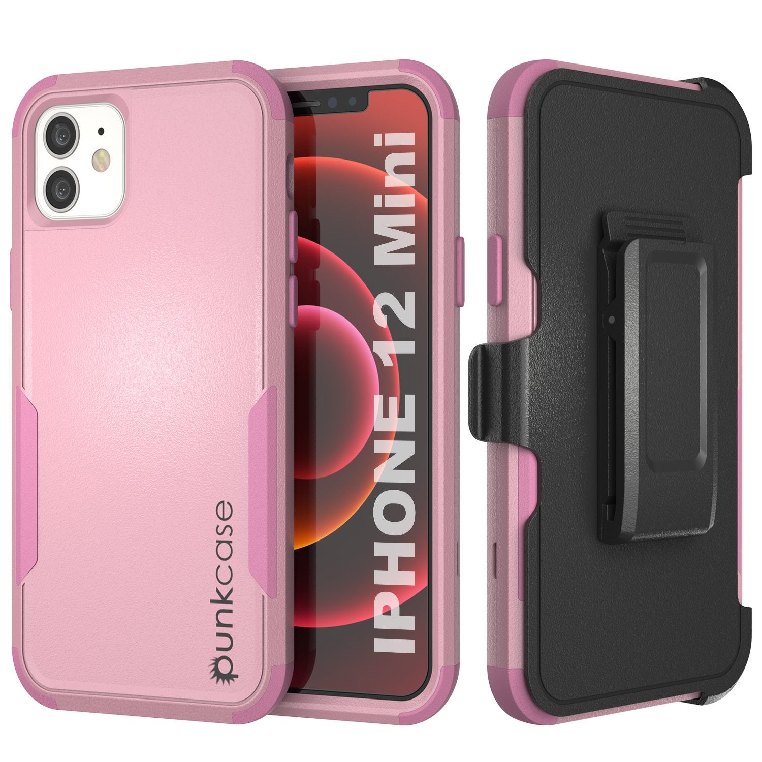 Punkcase for iPhone 12 Mini Belt Clip Multilayer Holster Case [Patron Series] [Red-Black]