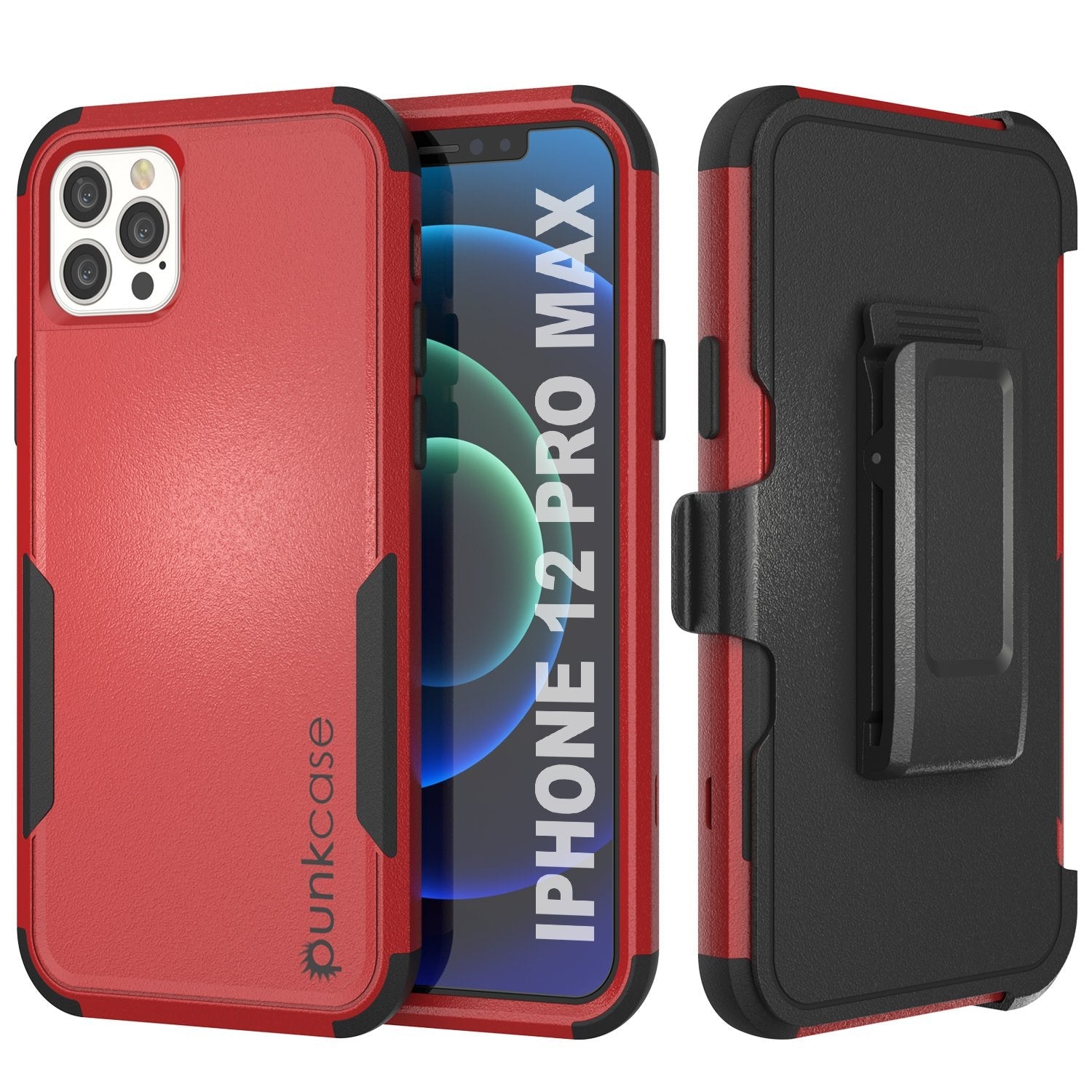 Punkcase for iPhone 12 Pro Max Belt Clip Multilayer Holster Case [Patron Series] [Mint-Pink]