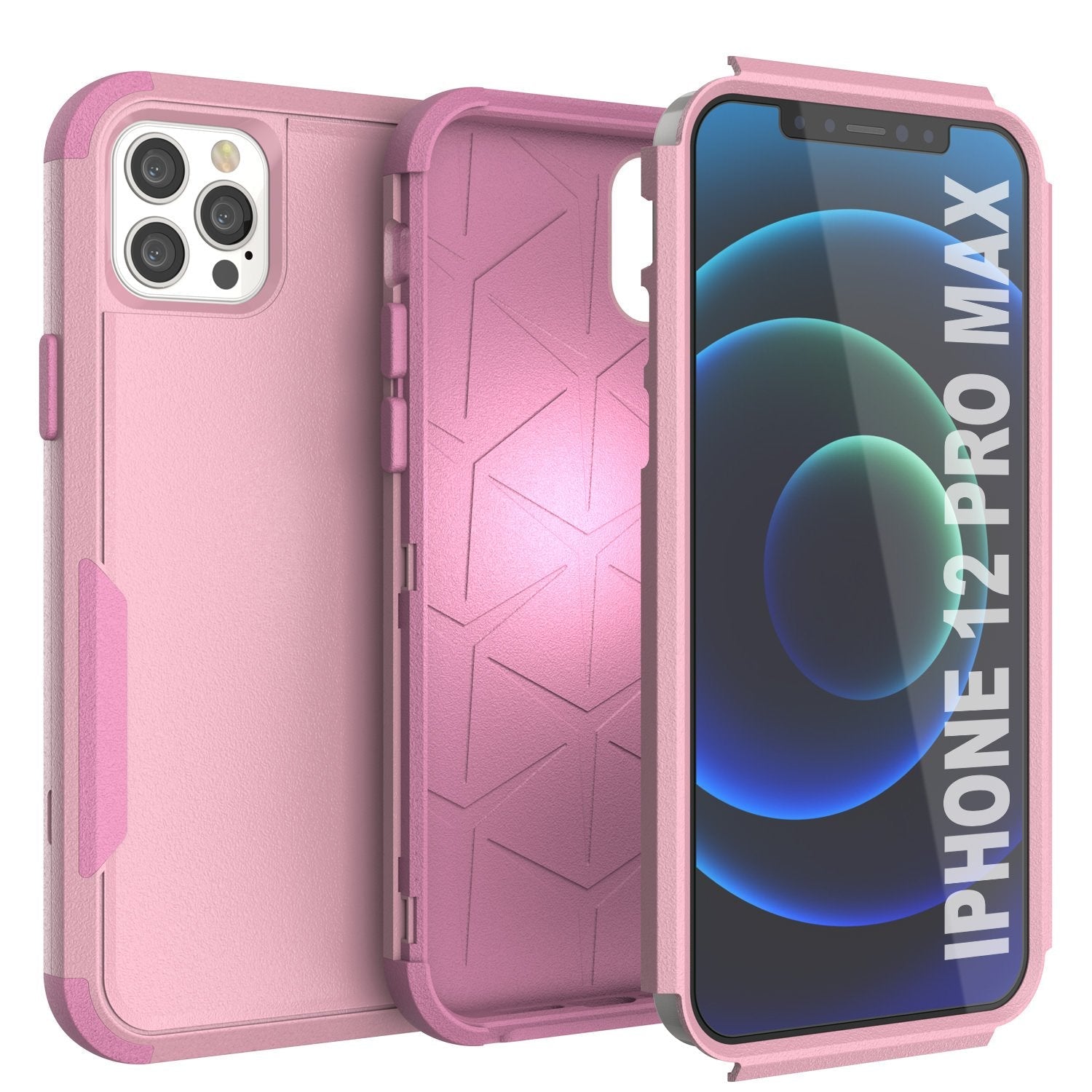 Punkcase for iPhone 12 Pro Max Belt Clip Multilayer Holster Case [Patron Series] [Mint-Pink]
