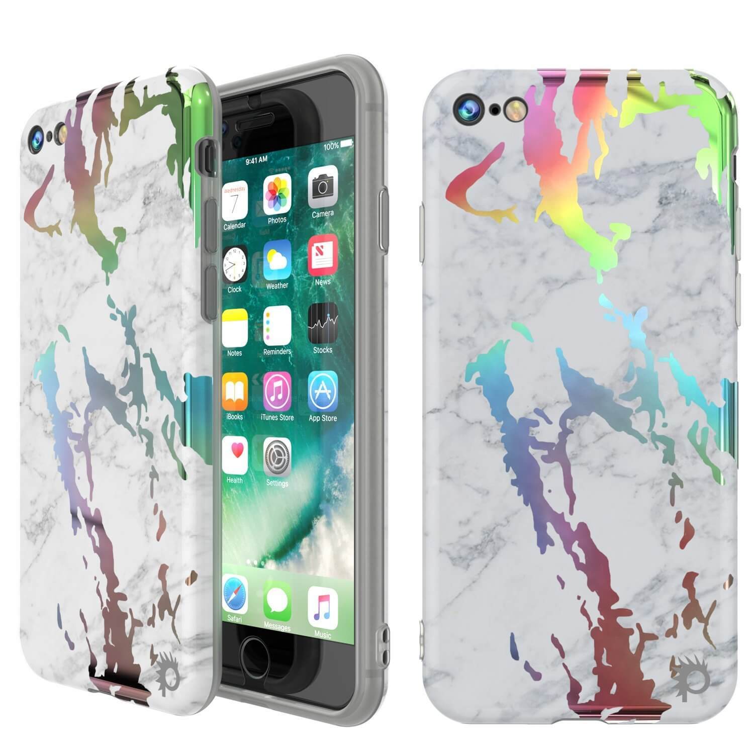 Punkcase iPhone 8 / 7 Marble Case, Protective Full Body Cover W/9H Tempered Glass Screen Protector (Rose Mirage)