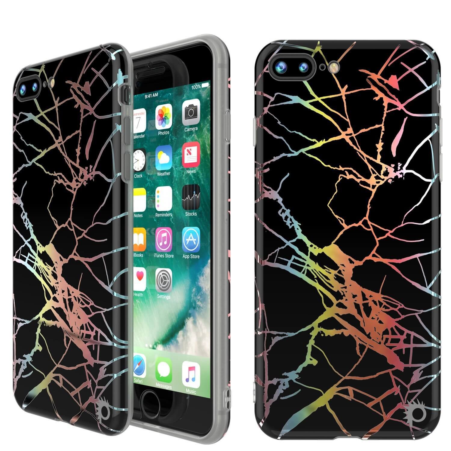 Punkcase iPhone 8+ / 7+ Plus Marble Case, Protective Full Body Cover W/9H Tempered Glass Screen Protector (Blanco Marmo)