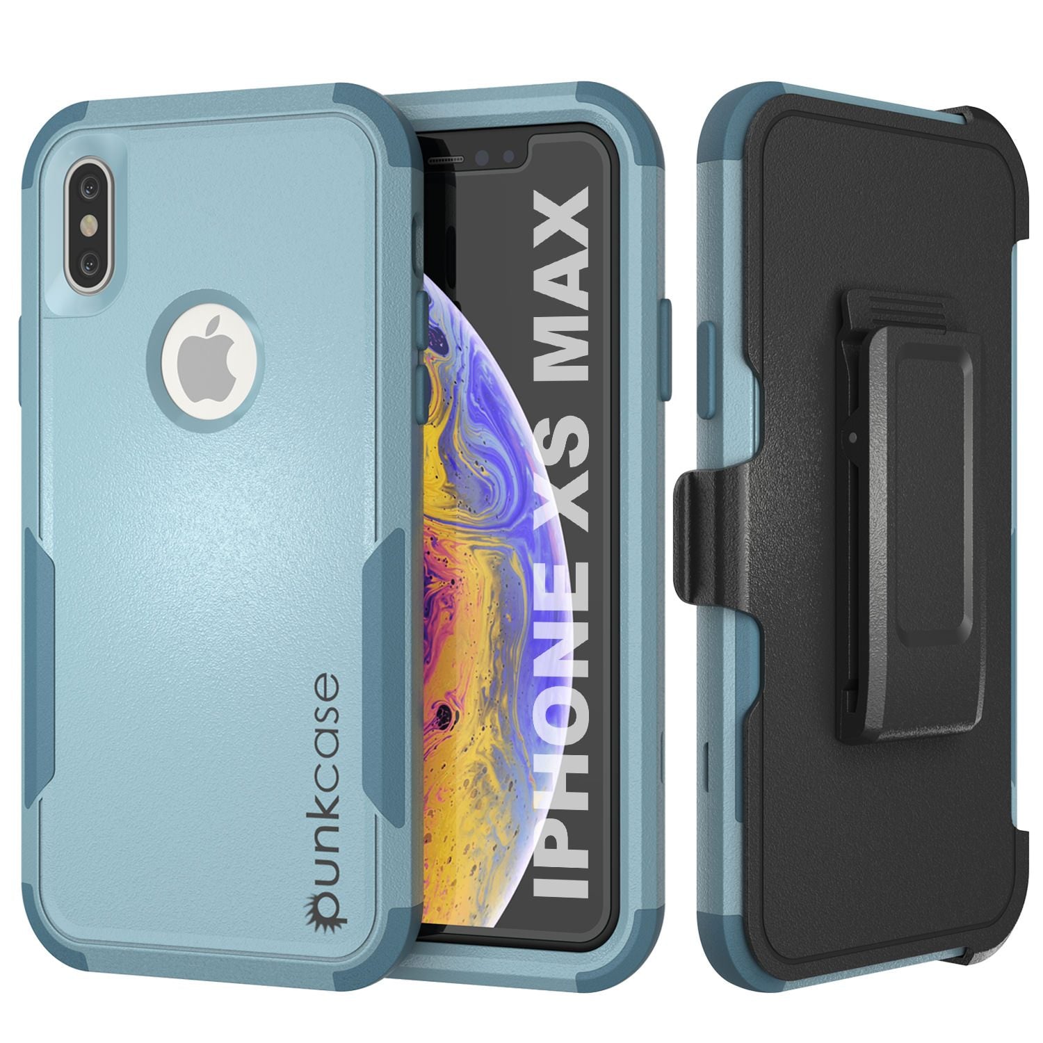 Punkcase for iPhone XS Max Belt Clip Multilayer Holster Case [Patron Series] [Navy]