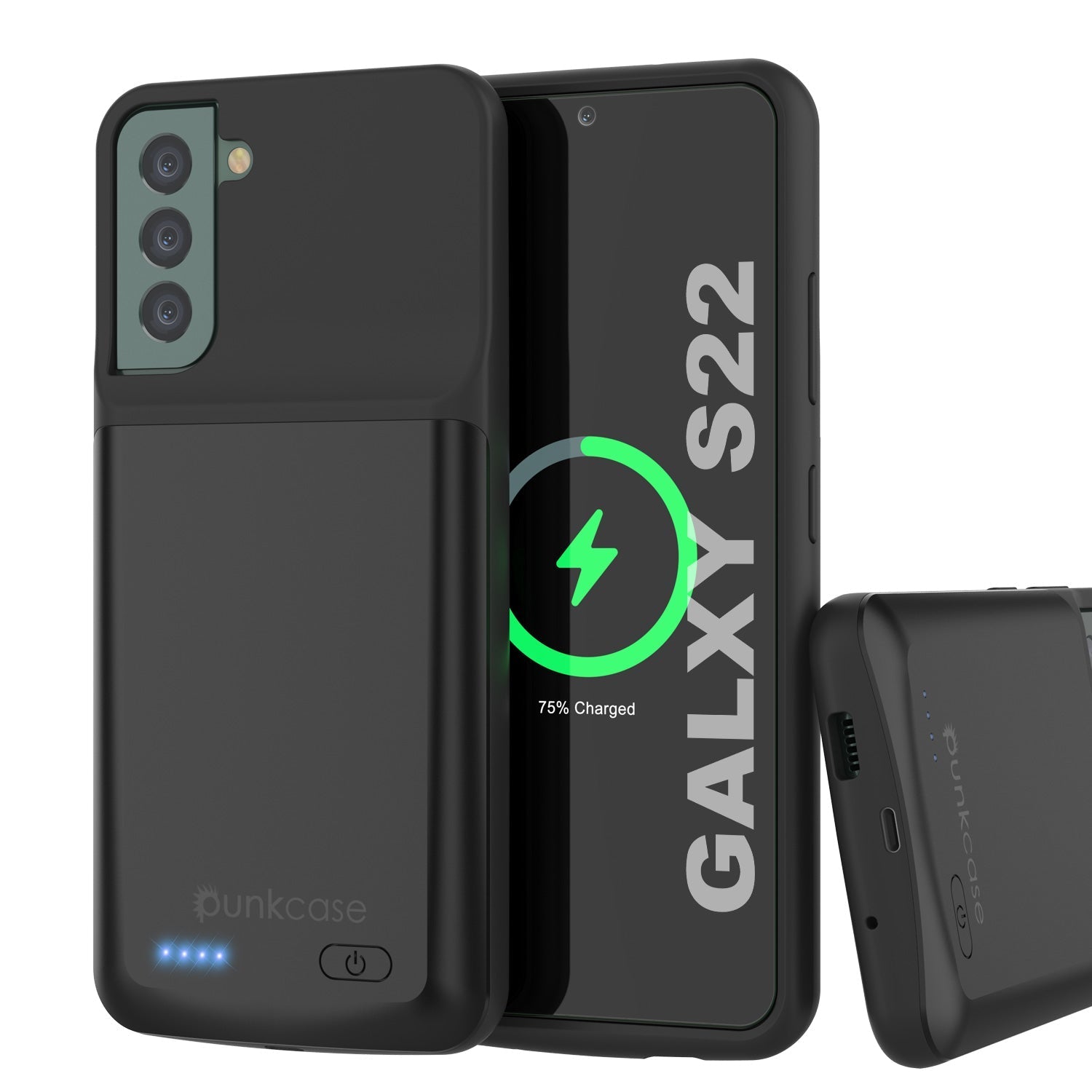PunkJuice S22 Battery Case Blue - Portable Charging Power Juice Bank with 4700mAh