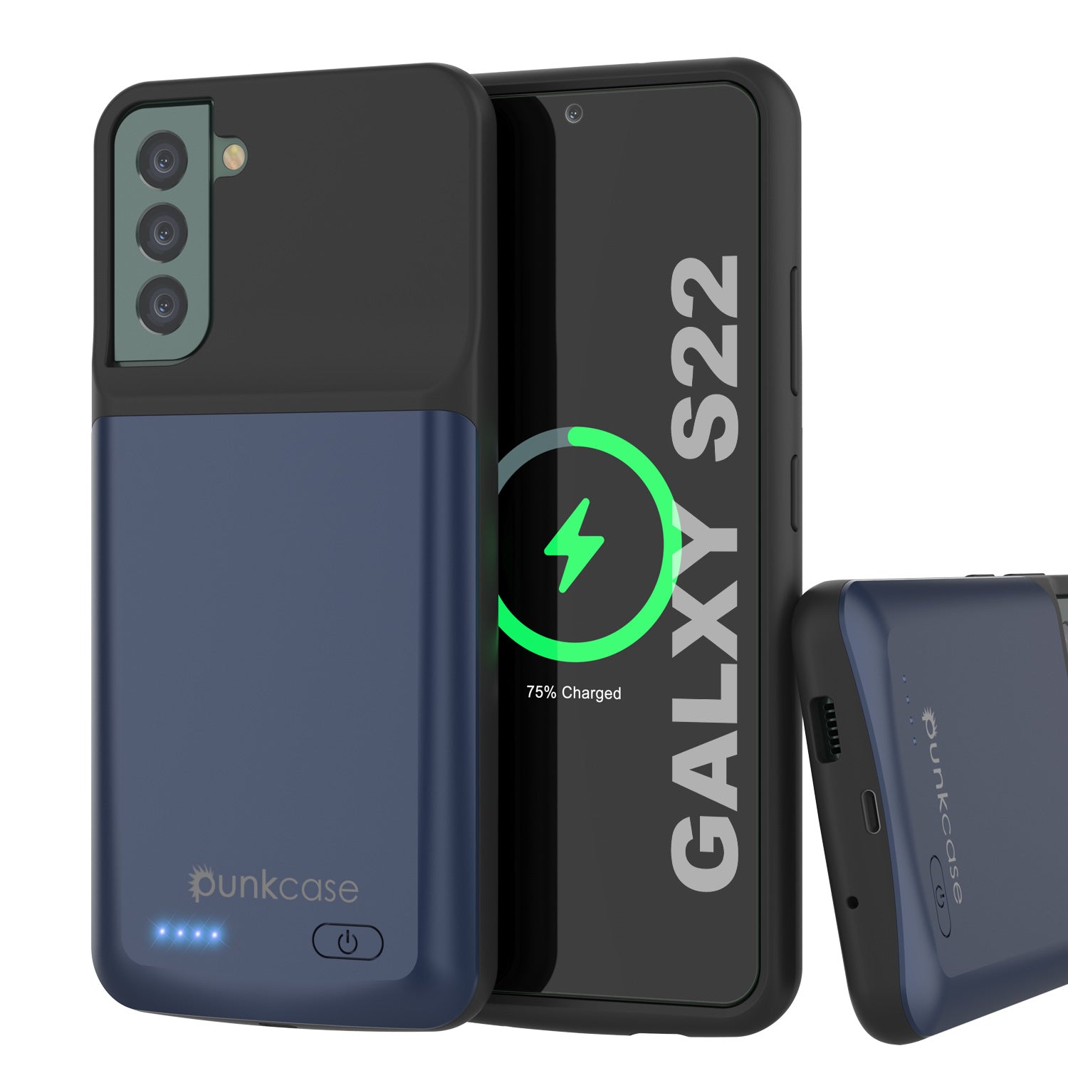 PunkJuice S22 Battery Case Black - Portable Charging Power Juice Bank with 4700mAh