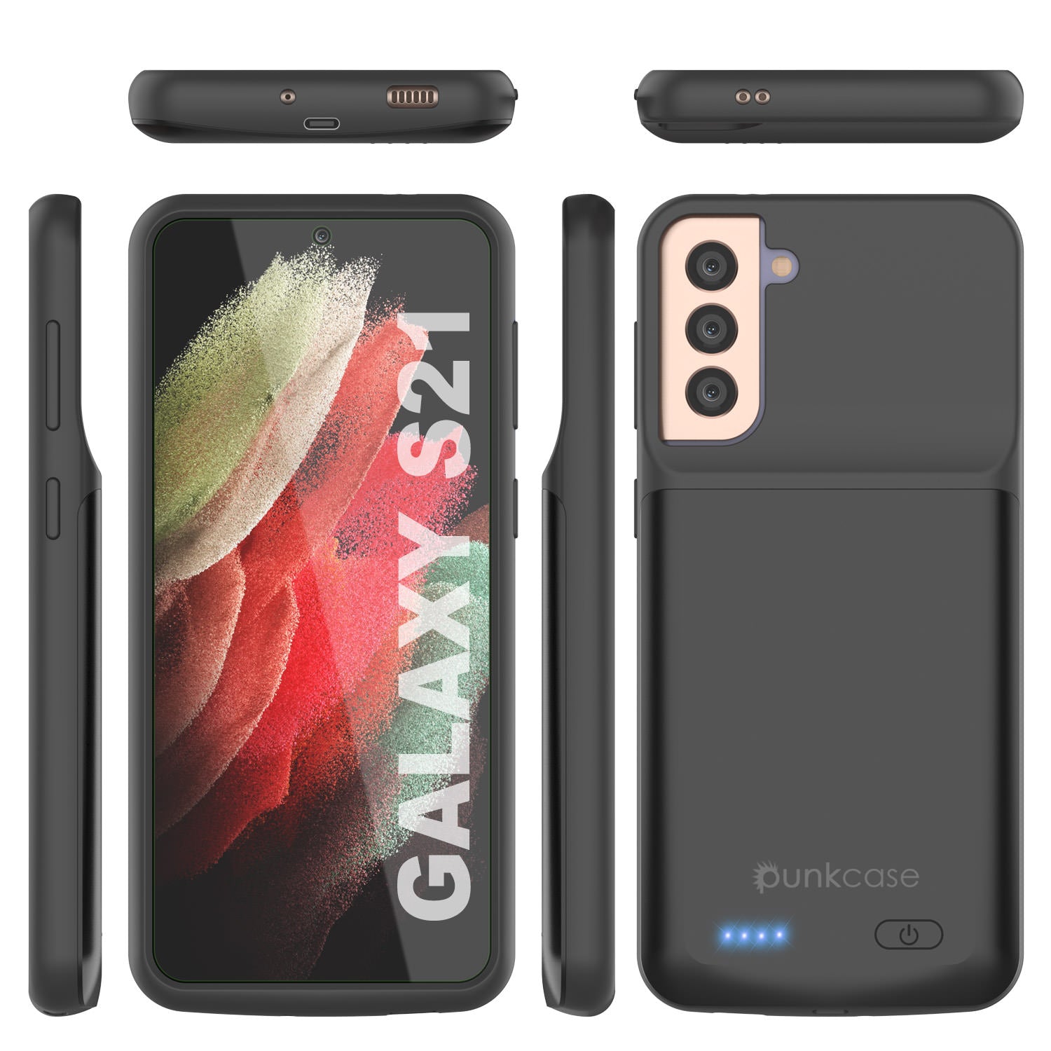 PunkJuice S21 Battery Case Black - Portable Charging Power Juice Bank with 4800mAh