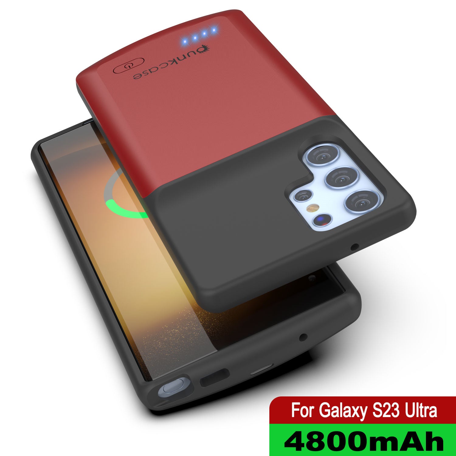 PunkJuice S24 Battery Case Red - Portable Charging Power Juice Bank with 4500mAh
