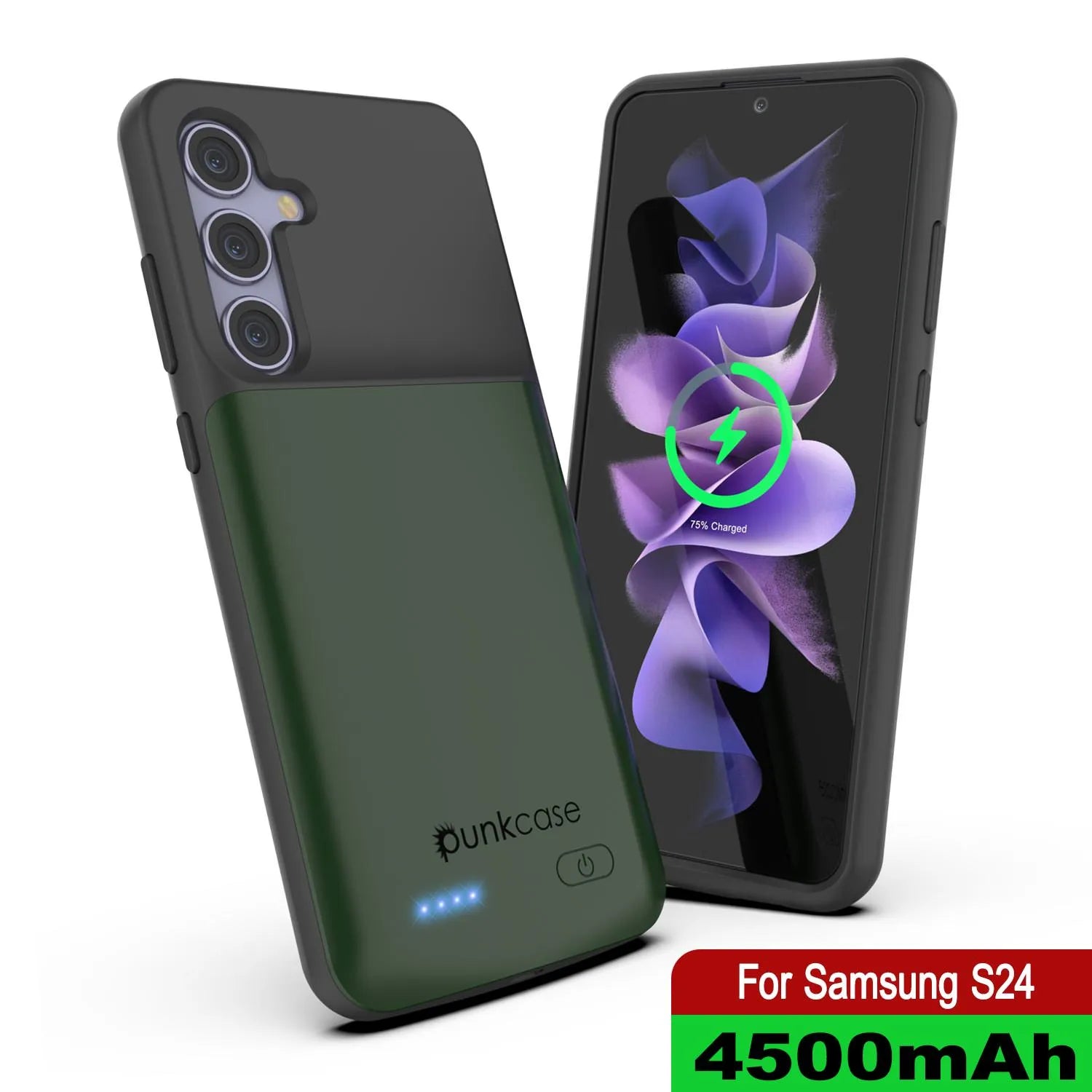 PunkJuice S24 Battery Case Green - Portable Charging Power Juice Bank with 4500mAh