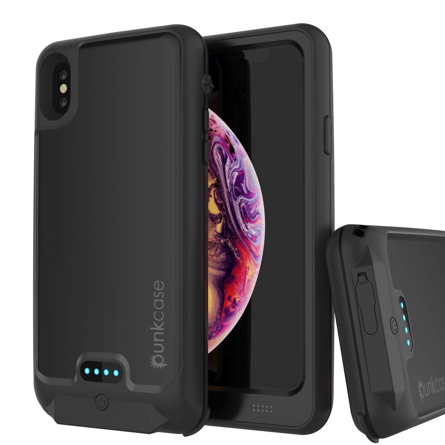 PunkJuice iPhone XS Max Battery Case, Waterproof, IP68 Certified [Ultra Slim] [Black]