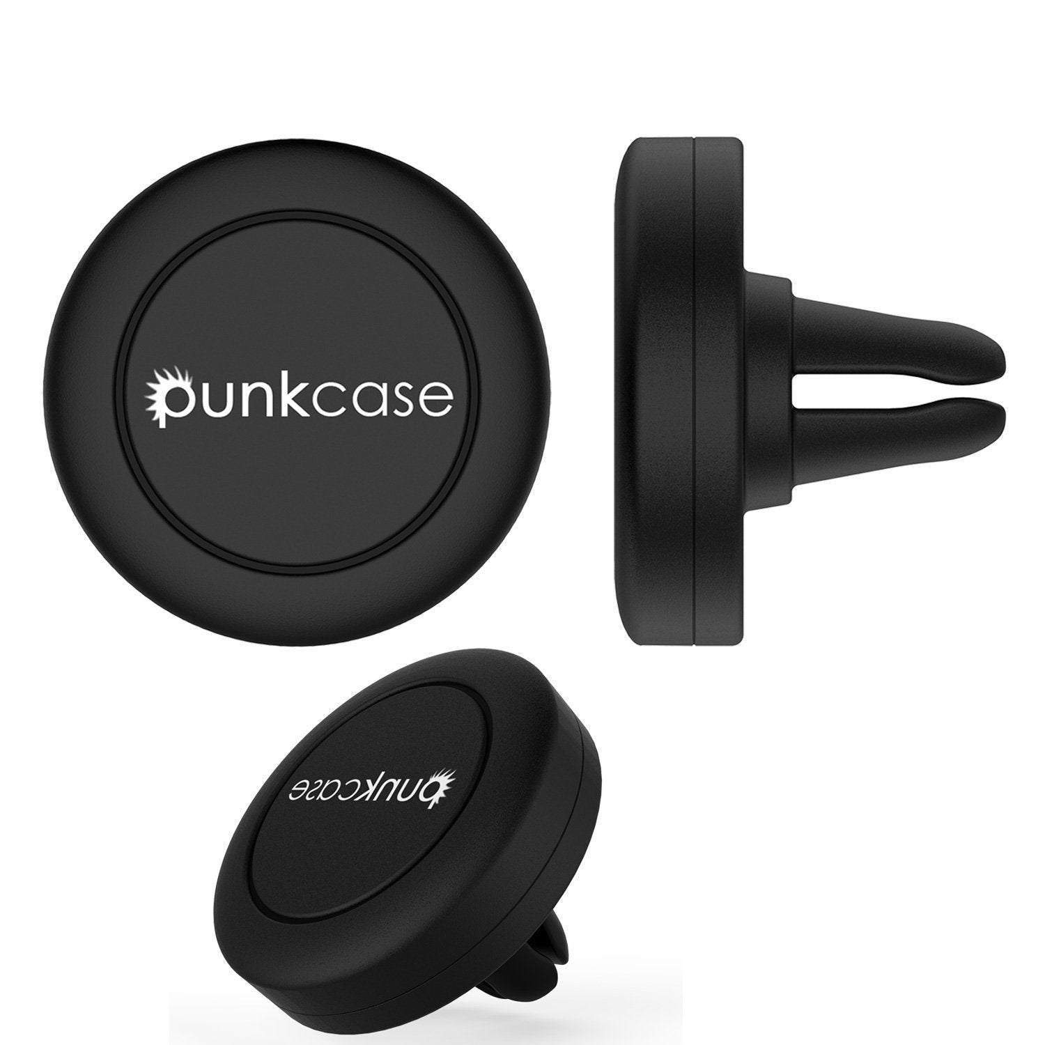 Punkcase Force 2 Magnetic Air Vent Mount, Universal Car Cellphone Holder for all Smartphones, Suitable for Horizontal & Vertical Vents, Strong & Safe to use Magnets (BLACK) - PunkCase NZ