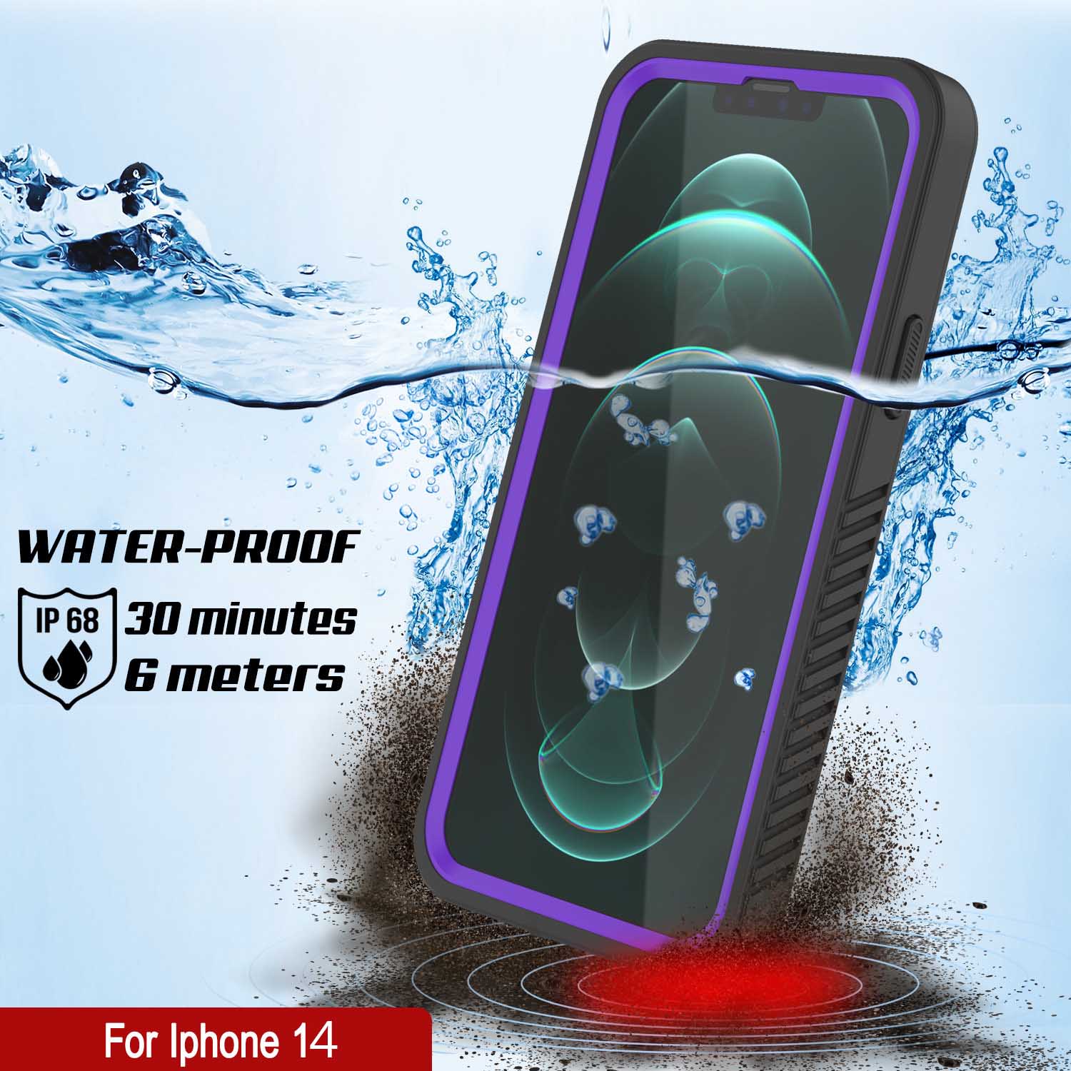 iPhone 14  Waterproof Case, Punkcase [Extreme Series] Armor Cover W/ Built In Screen Protector [Purple]