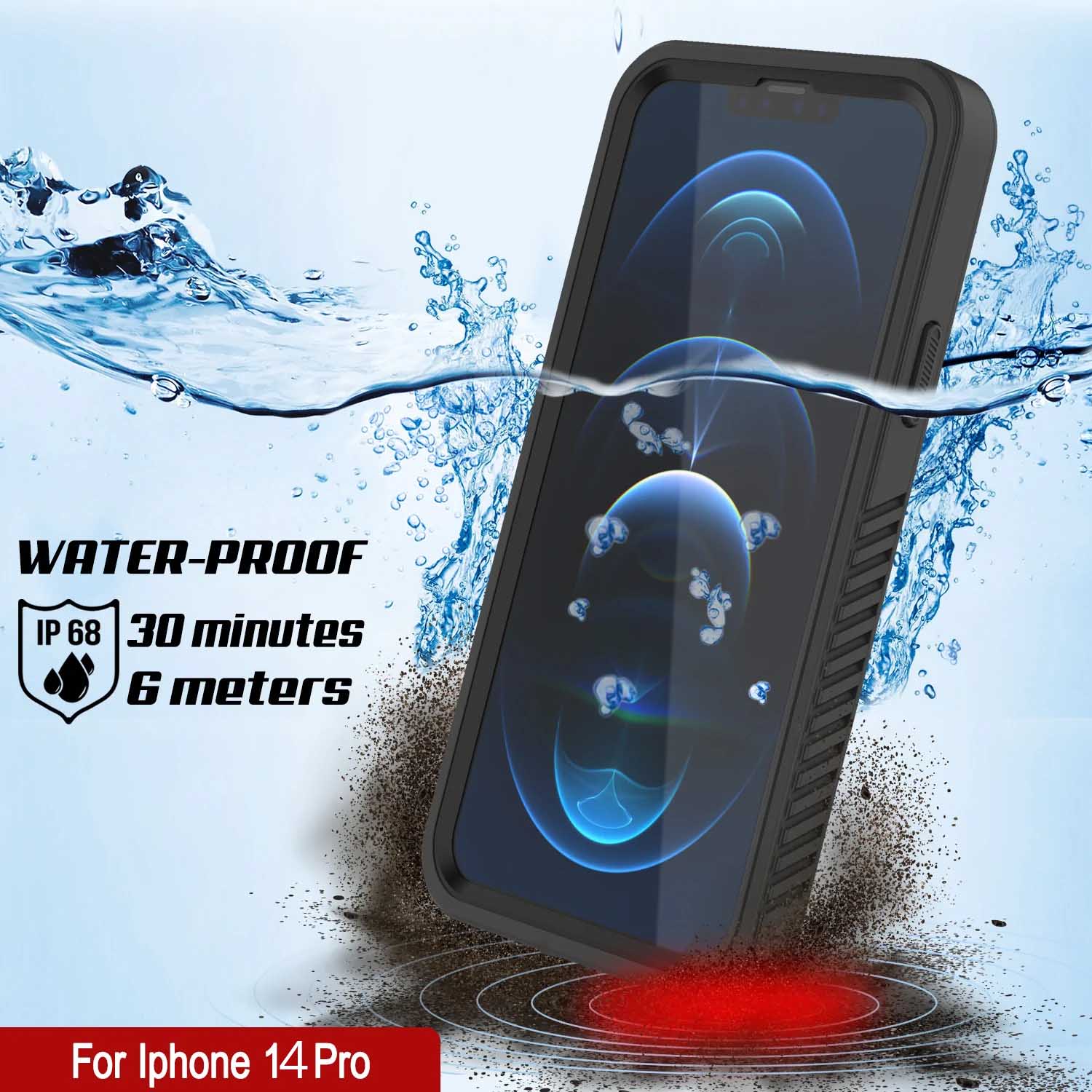 iPhone 14 Pro Waterproof Case, Punkcase [Extreme Series] Armor Cover W/ Built In Screen Protector [Black]