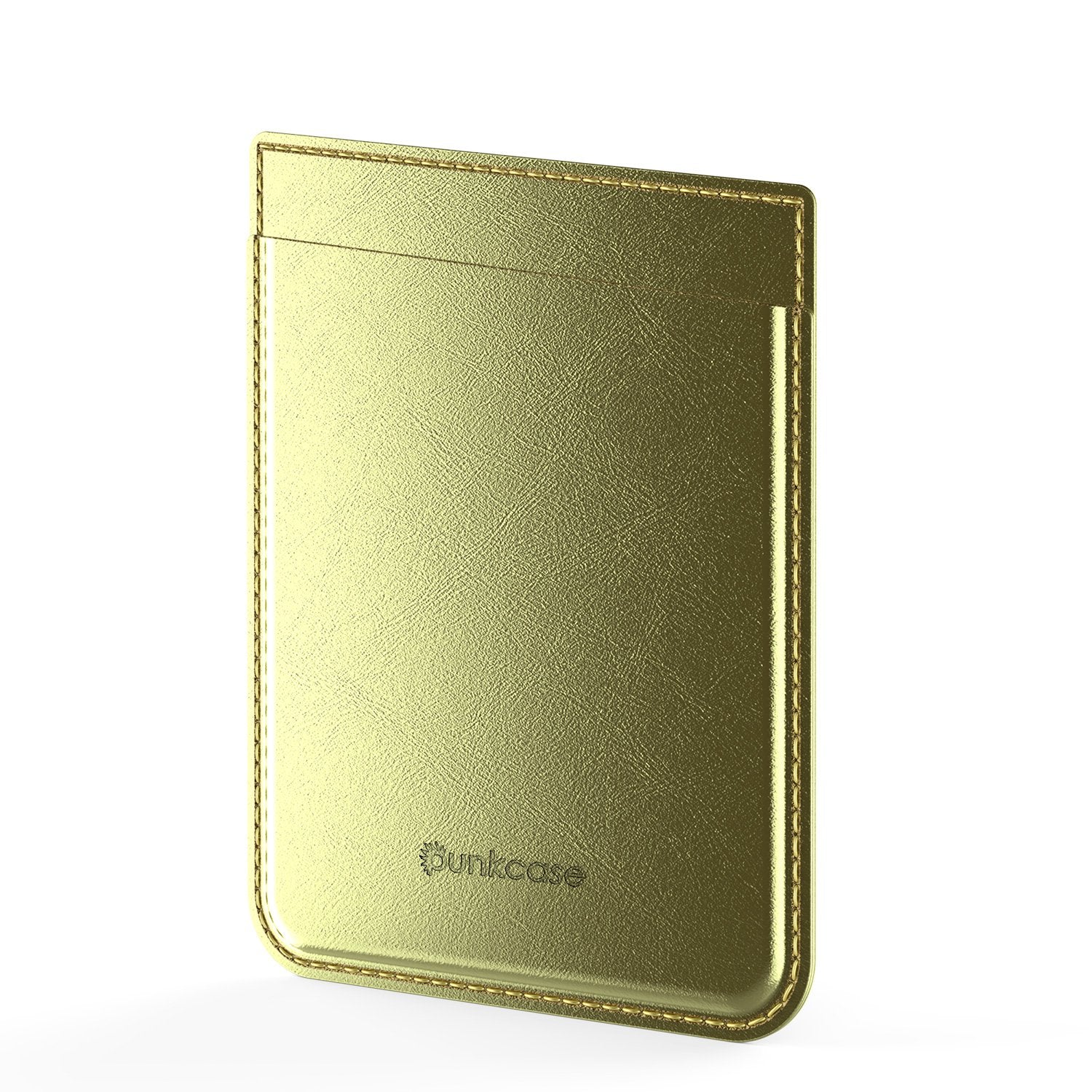 PunkCase CardStud Deluxe Stick On Wallet | Adhesive Card Holder Attachment for Back of iPhone, Android & More | Leather Pouch | [Gold] - PunkCase NZ
