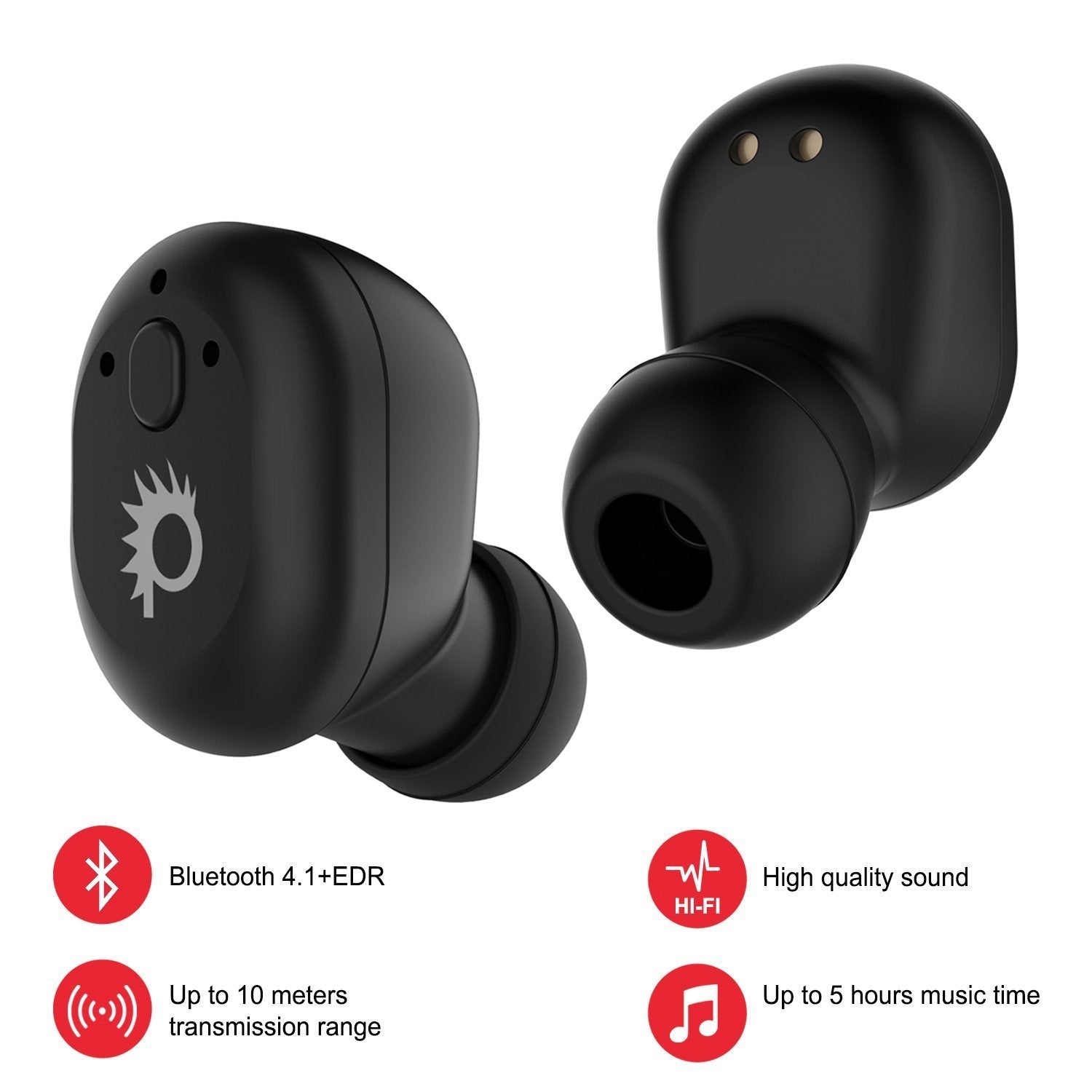 PunkBuds Capsule True Wireless Bluetooth Earbuds W/Noise Cancelling Mic IP67 Waterproof Storage & Fast Charger Case W/Built-In Speaker, Reliable Bluetooth 4.1 Technology & Long Battery Life [Black] - PunkCase NZ