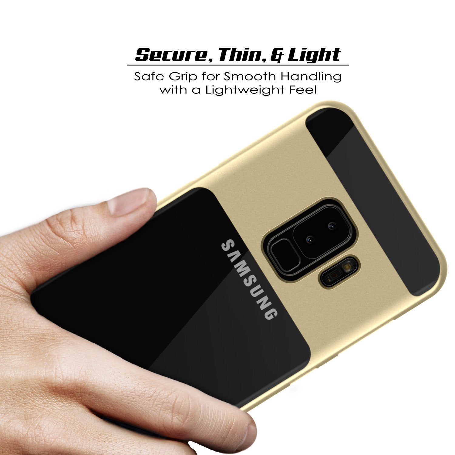 Galaxy S9+ Plus Case, PUNKcase [LUCID 3.0 Series] [Slim Fit] [Clear Back] Armor Cover w/ Integrated Kickstand, Anti-Shock System & PUNKSHIELD Screen Protector for Samsung Galaxy S9+ Plus [Gold] - PunkCase NZ