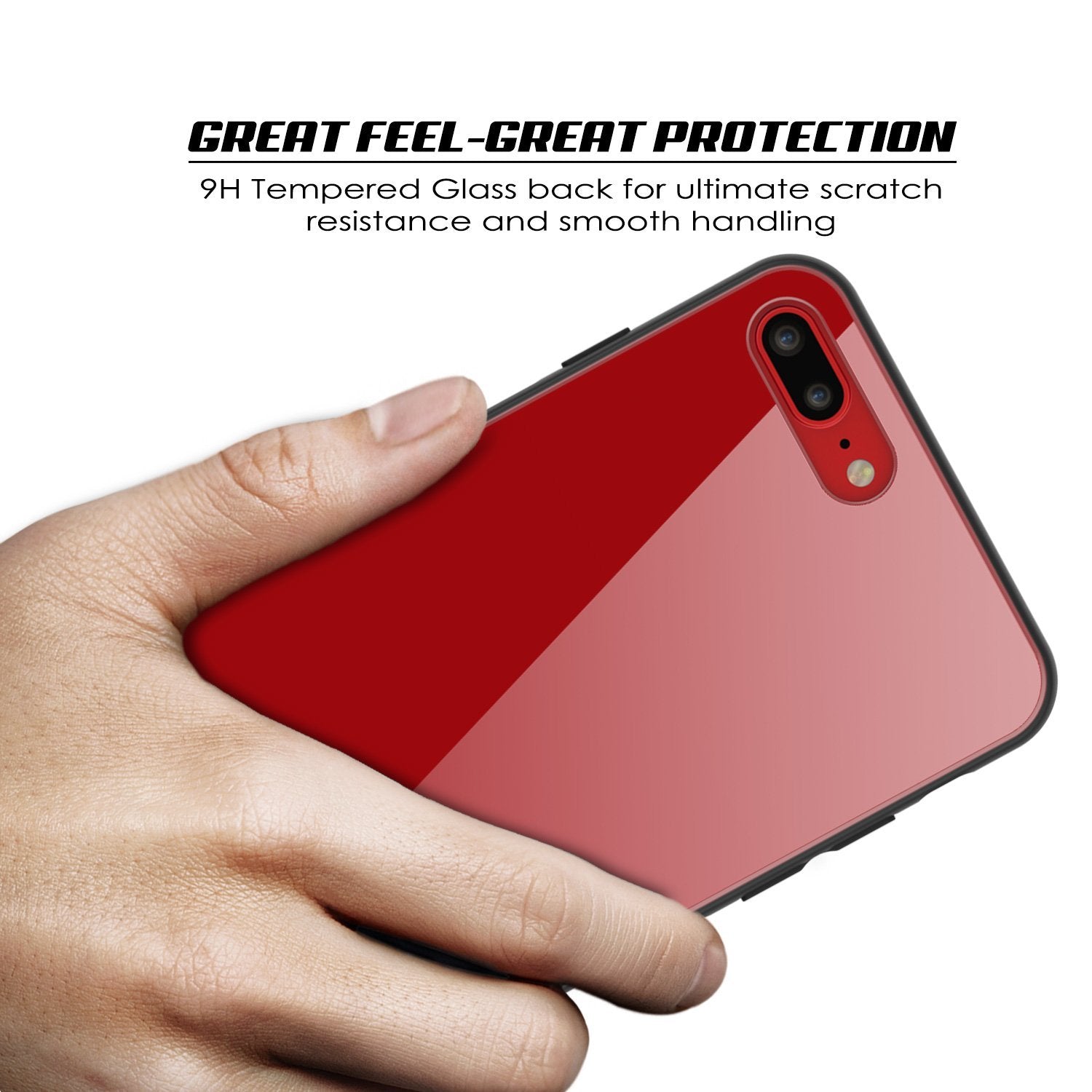 iPhone 8 PLUS Case, Punkcase GlassShield Ultra Thin Protective 9H Full Body Tempered Glass Cover W/ Drop Protection & Non Slip Grip for Apple iPhone 7 PLUS / Apple iPhone 8 PLUS (Red) - PunkCase NZ