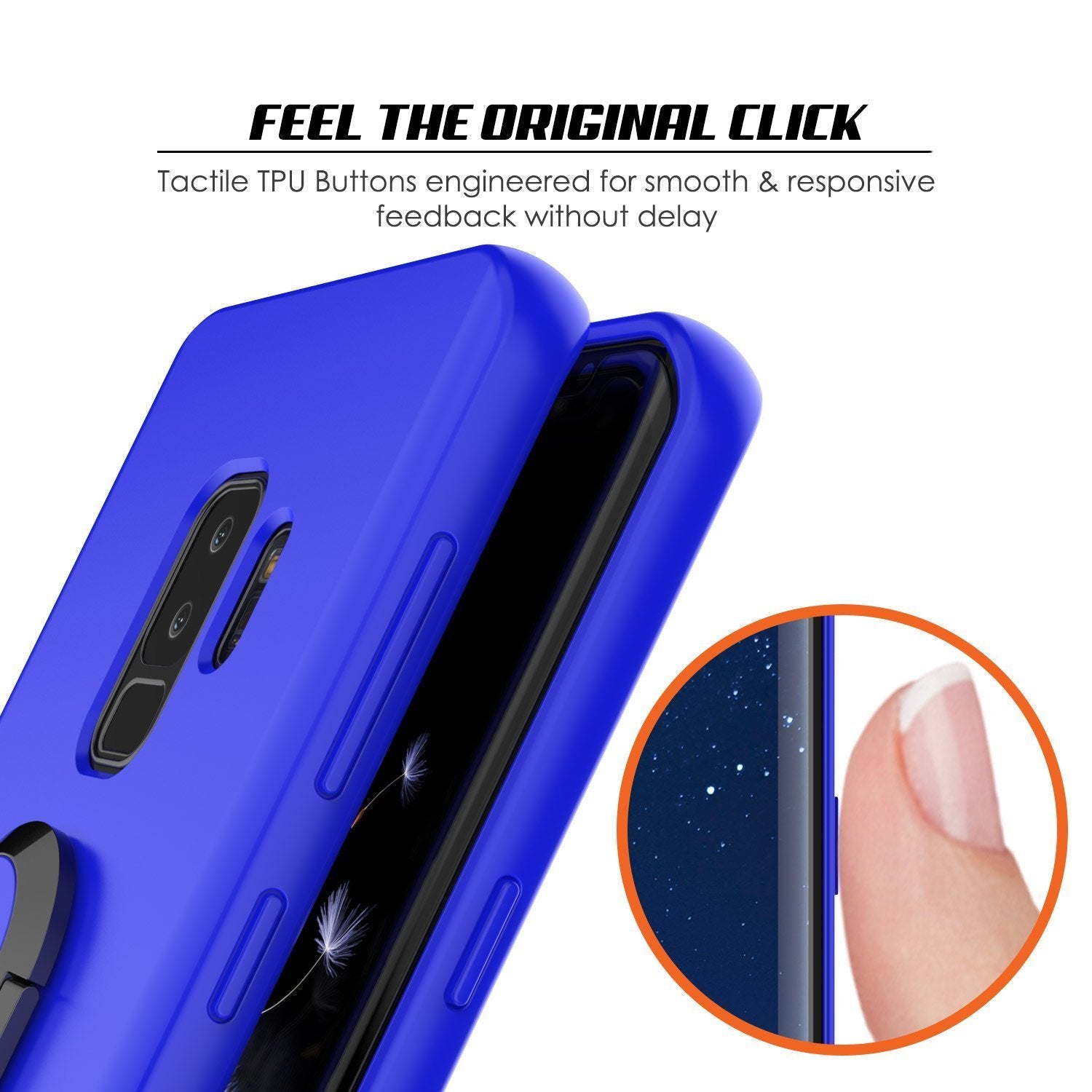 Galaxy S9 PLUS, Punkcase Magnetix Protective TPU Cover W/ Kickstand, Ring Grip Holder & Metal Plate for Magnetic Car Phone Mount PLUS PunkShield Screen Protector for Samsung S9+ Edge [Blue] - PunkCase NZ