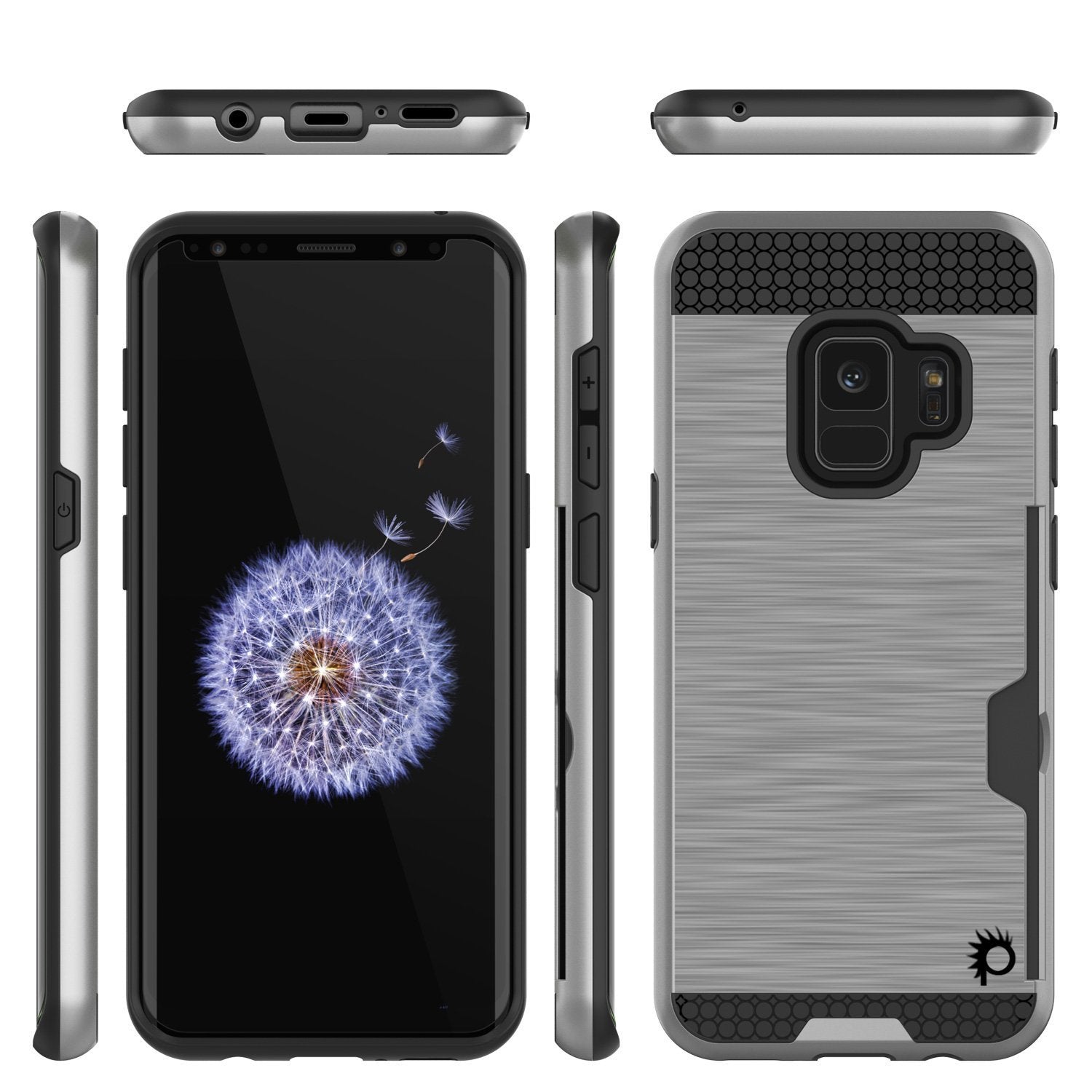 Galaxy S9 Case, PUNKcase [SLOT Series] [Slim Fit] Dual-Layer Armor Cover w/Integrated Anti-Shock System, Credit Card Slot [Silver] - PunkCase NZ
