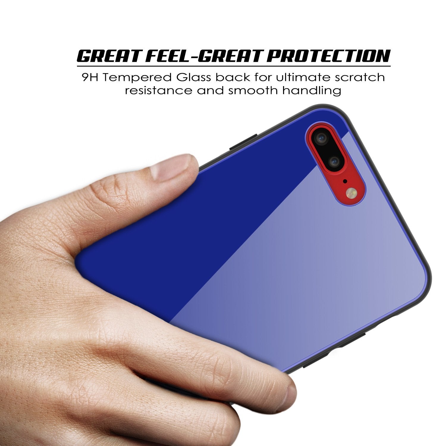 iPhone 8 PLUS Case, Punkcase GlassShield Ultra Thin Protective 9H Full Body Tempered Glass Cover W/ Drop Protection & Non Slip Grip for Apple iPhone 7 PLUS / Apple iPhone 8 PLUS (Blue) - PunkCase NZ