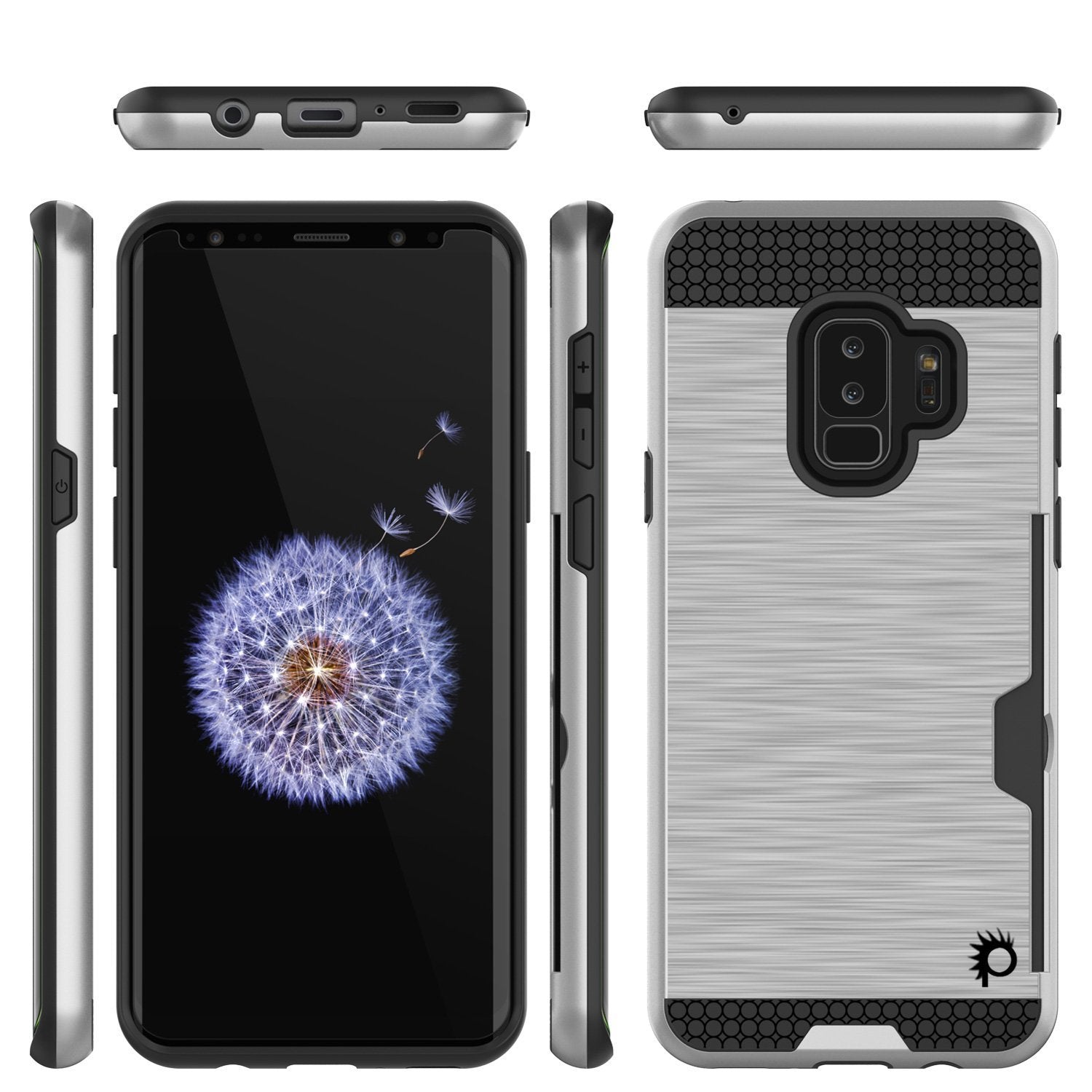 Galaxy S9 Plus Case, PUNKcase [SLOT Series] [Slim Fit] Dual-Layer Armor Cover w/Integrated Anti-Shock System, Credit Card Slot [Silver] - PunkCase NZ