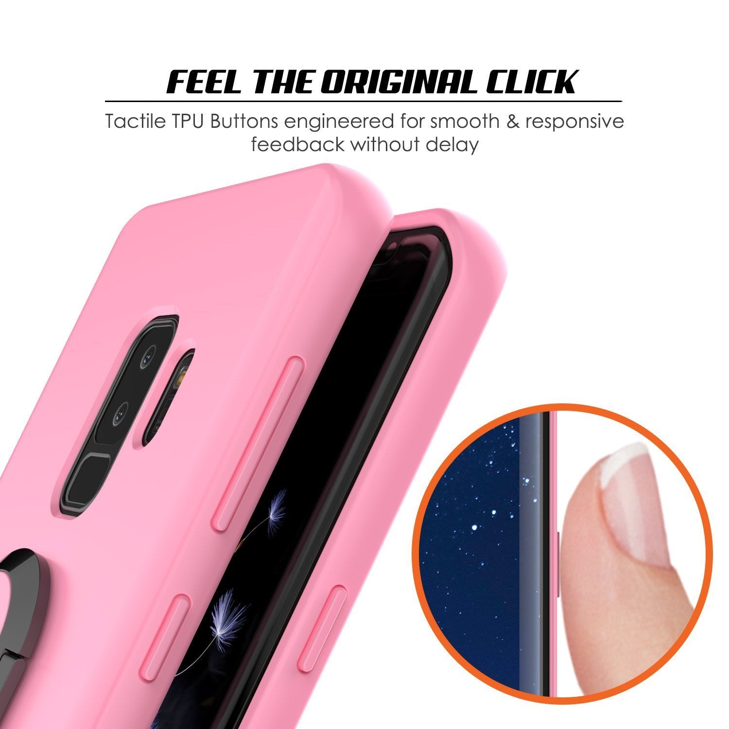 Galaxy S9 PLUS, Punkcase Magnetix Protective TPU Cover W/ Kickstand, Ring Grip Holder & Metal Plate for Magnetic Car Phone Mount PLUS PunkShield Screen Protector for Samsung S9+ Edge [Pink] - PunkCase NZ