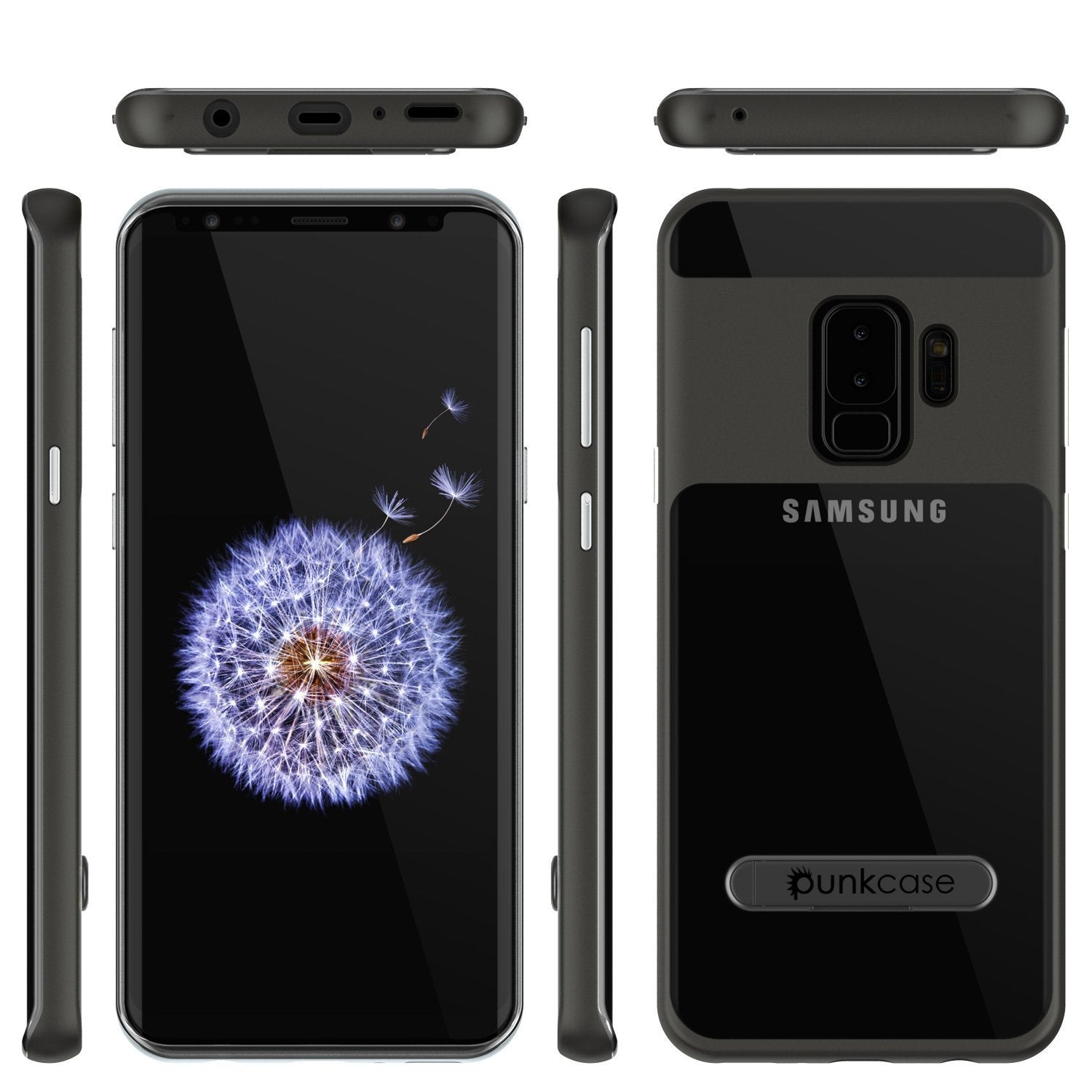 Galaxy S9+ Plus Case, PUNKcase [LUCID 3.0 Series] [Slim Fit] [Clear Back] Armor Cover w/ Integrated Kickstand, Anti-Shock System & PUNKSHIELD Screen Protector for Samsung Galaxy S9+ Plus [Grey] - PunkCase NZ