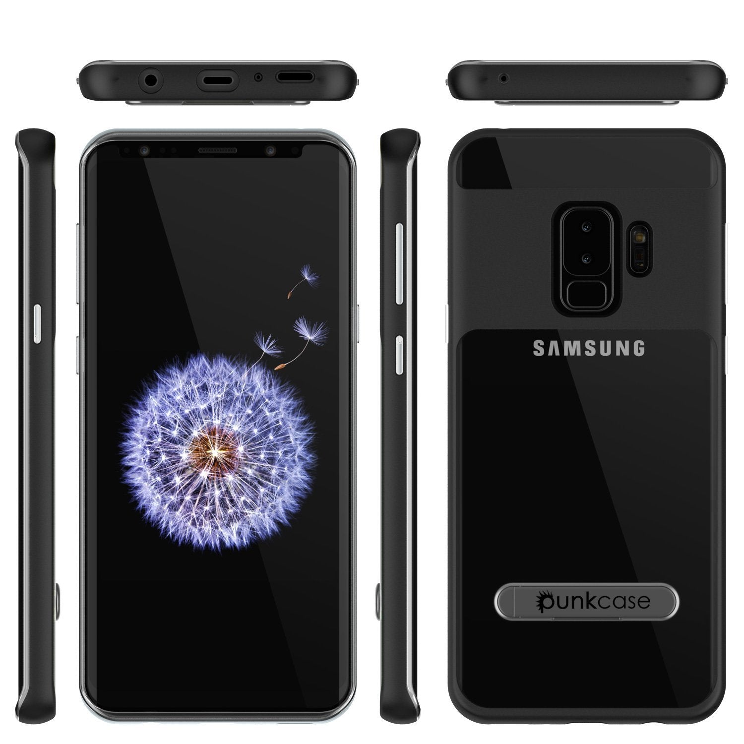 Galaxy S9+ Plus Case, PUNKcase [LUCID 3.0 Series] [Slim Fit] [Clear Back] Armor Cover w/ Integrated Kickstand, Anti-Shock System & PUNKSHIELD Screen Protector for Samsung Galaxy S9+ Plus [Black] - PunkCase NZ