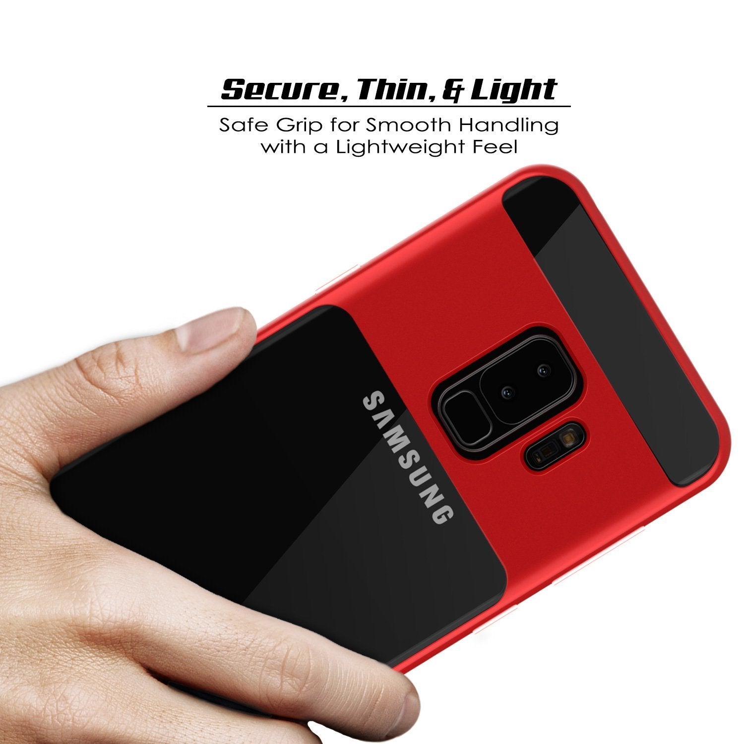 Galaxy S9+ Plus Case, PUNKcase [LUCID 3.0 Series] [Slim Fit] [Clear Back] Armor Cover w/ Integrated Kickstand, Anti-Shock System & PUNKSHIELD Screen Protector for Samsung Galaxy S9+ Plus [Red] - PunkCase NZ