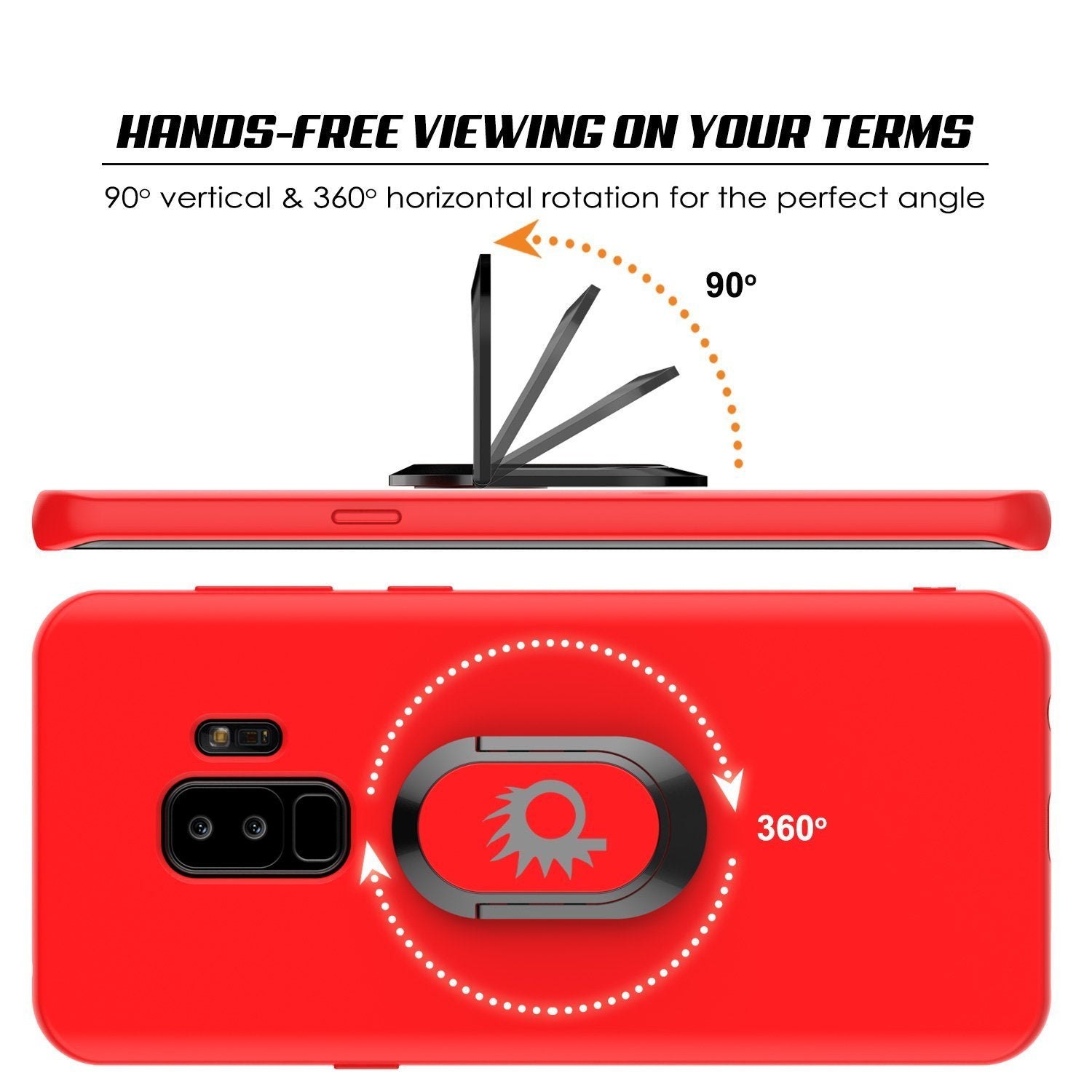 Galaxy S9 PLUS, Punkcase Magnetix Protective TPU Cover W/ Kickstand, Ring Grip Holder & Metal Plate for Magnetic Car Phone Mount PLUS PunkShield Screen Protector for Samsung S9+ Edge [Red] - PunkCase NZ