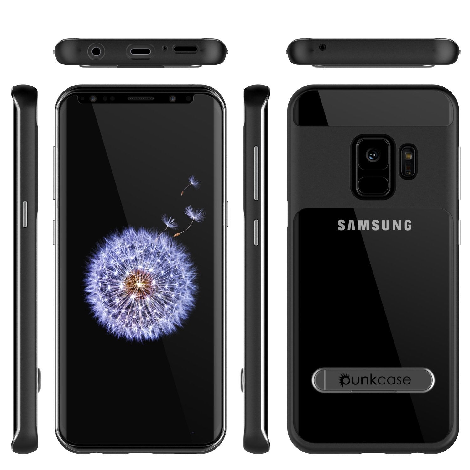 Galaxy S9 Case, PUNKcase [LUCID 3.0 Series] [Slim Fit] [Clear Back] Armor Cover w/ Integrated Kickstand, Anti-Shock System & PUNKSHIELD Screen Protector for Samsung Galaxy S9 [Black] - PunkCase NZ