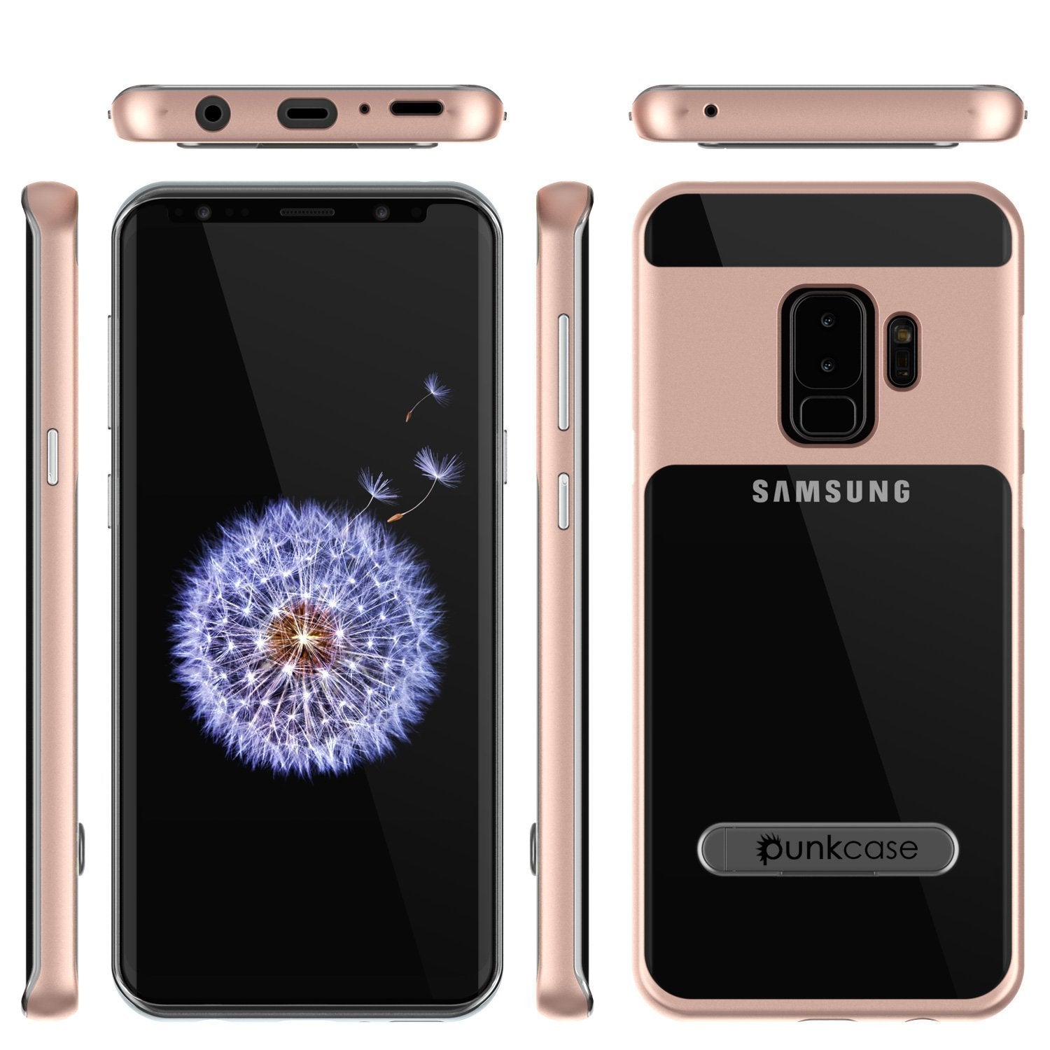 Galaxy S9+ Plus Case, PUNKcase [LUCID 3.0 Series] [Slim Fit] [Clear Back] Armor Cover w/ Integrated Kickstand, Anti-Shock System & PUNKSHIELD Screen Protector for Samsung Galaxy S9+ Plus [Rose Gold] - PunkCase NZ