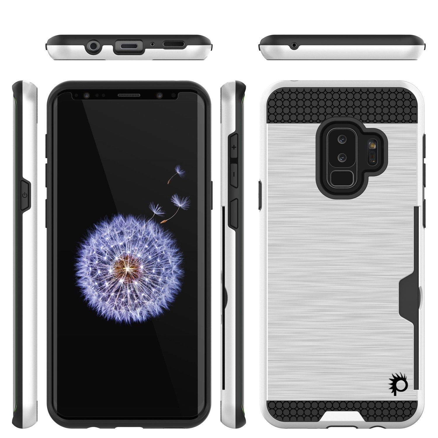 Galaxy S9 Plus Case, PUNKcase [SLOT Series] [Slim Fit] Dual-Layer Armor Cover w/Integrated Anti-Shock System, Credit Card Slot & Screen Protector [White] - PunkCase NZ