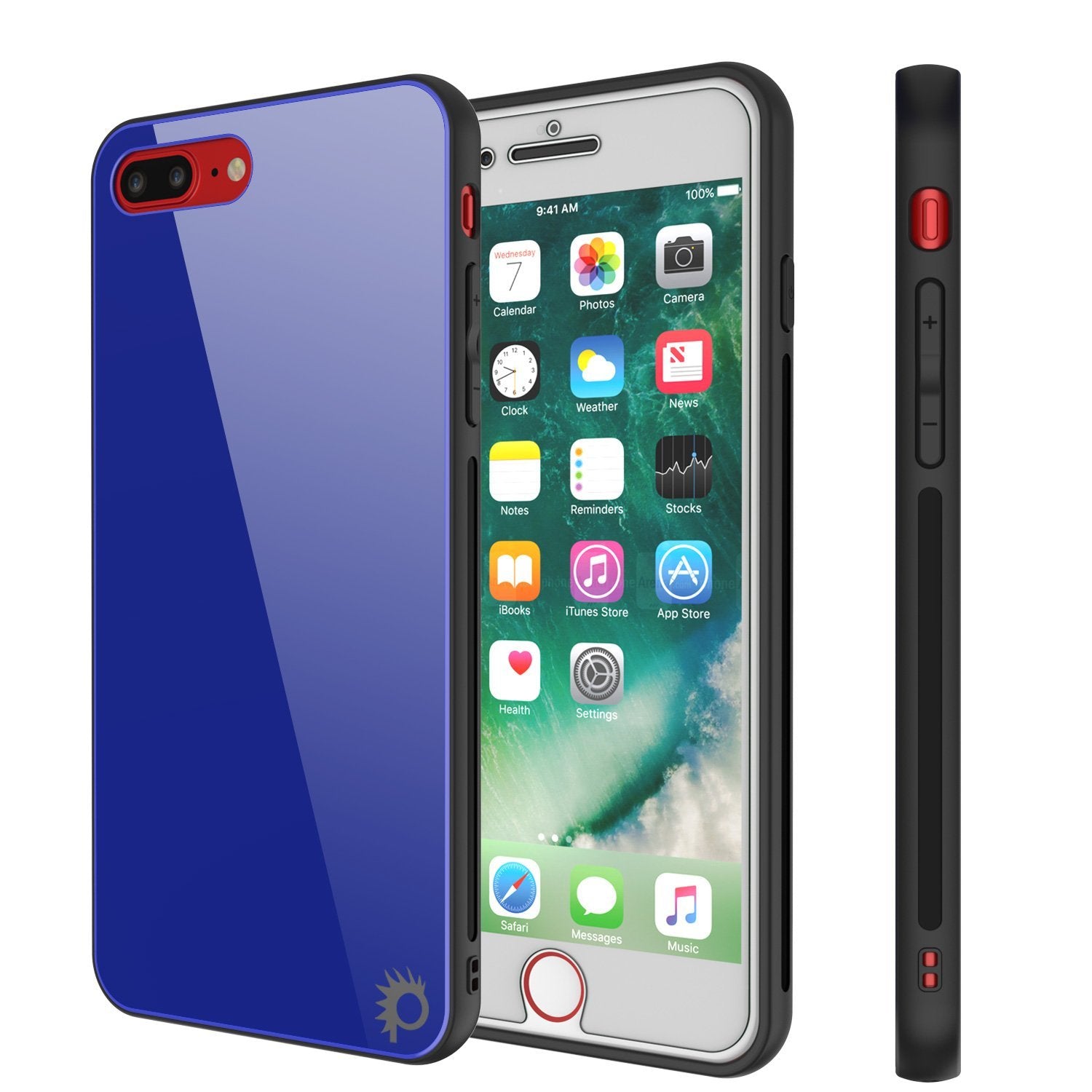 iPhone 8 PLUS Case, Punkcase GlassShield Ultra Thin Protective 9H Full Body Tempered Glass Cover W/ Drop Protection & Non Slip Grip for Apple iPhone 7 PLUS / Apple iPhone 8 PLUS (Blue)