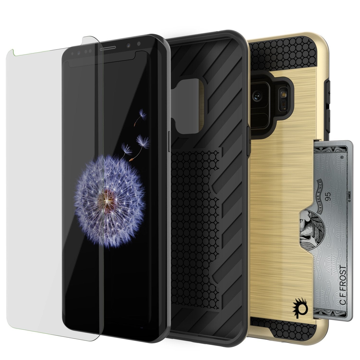 Galaxy S9 Case, PUNKcase [SLOT Series] [Slim Fit] Dual-Layer Armor Cover w/Integrated Anti-Shock System, Credit Card Slot [Gold] - PunkCase NZ