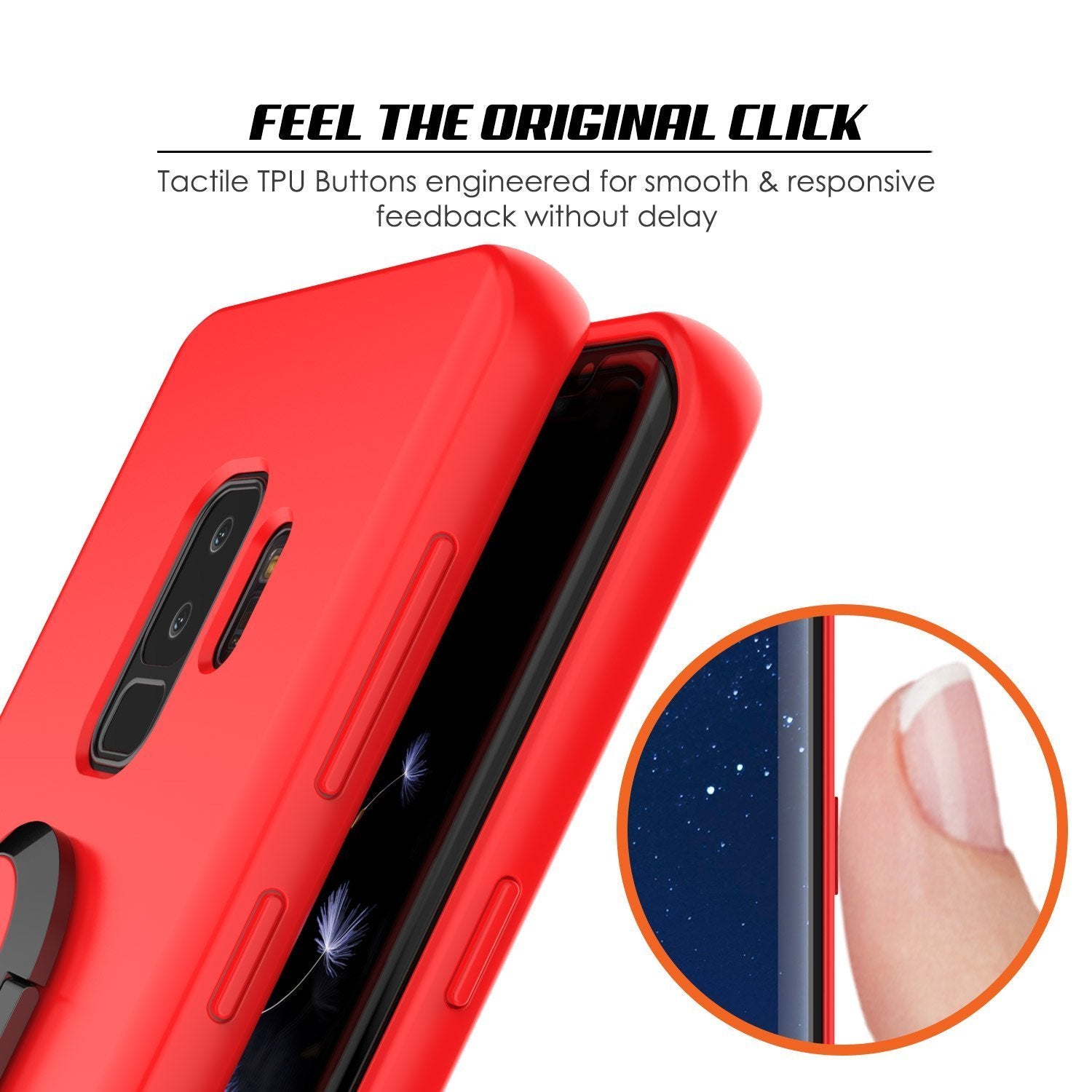 Galaxy S9 PLUS, Punkcase Magnetix Protective TPU Cover W/ Kickstand, Ring Grip Holder & Metal Plate for Magnetic Car Phone Mount PLUS PunkShield Screen Protector for Samsung S9+ Edge [Red] - PunkCase NZ