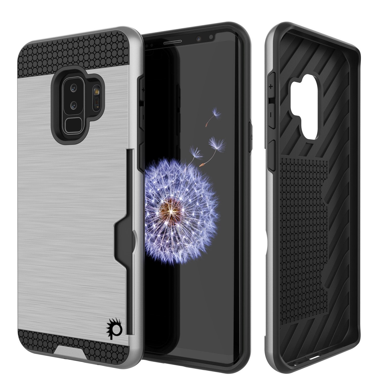 Galaxy S9 Plus Case, PUNKcase [SLOT Series] [Slim Fit] Dual-Layer Armor Cover w/Integrated Anti-Shock System, Credit Card Slot [Silver] - PunkCase NZ